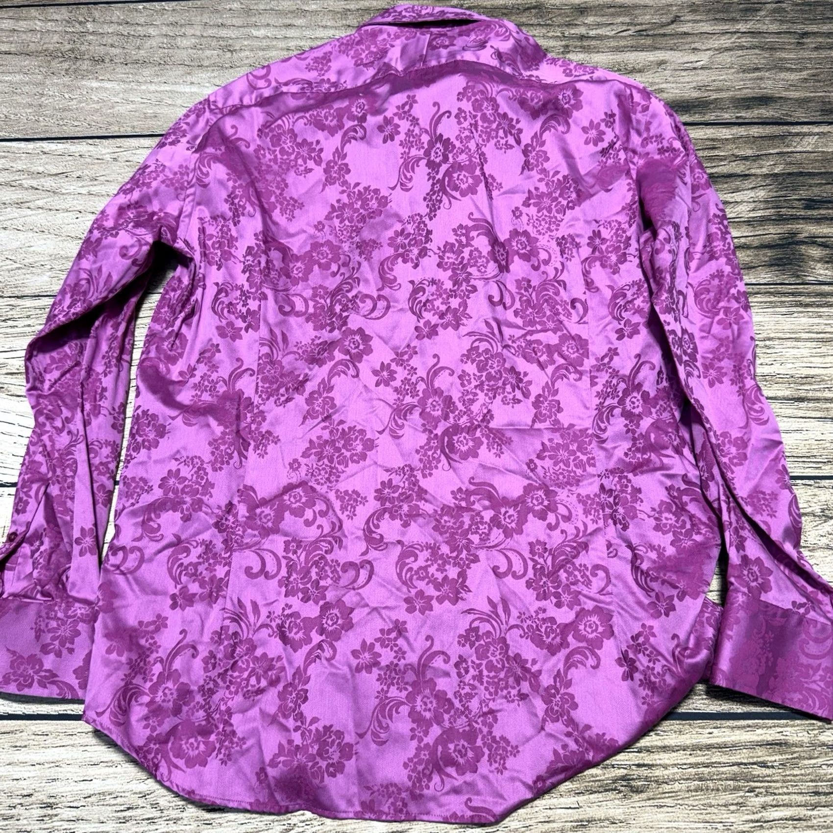 Vintage Hawes & Curtis Chelsea Shirt Men's XL Purple Floral Jermyn Street London NWT Size US XL / EU 56 / 4 - 6 Thumbnail