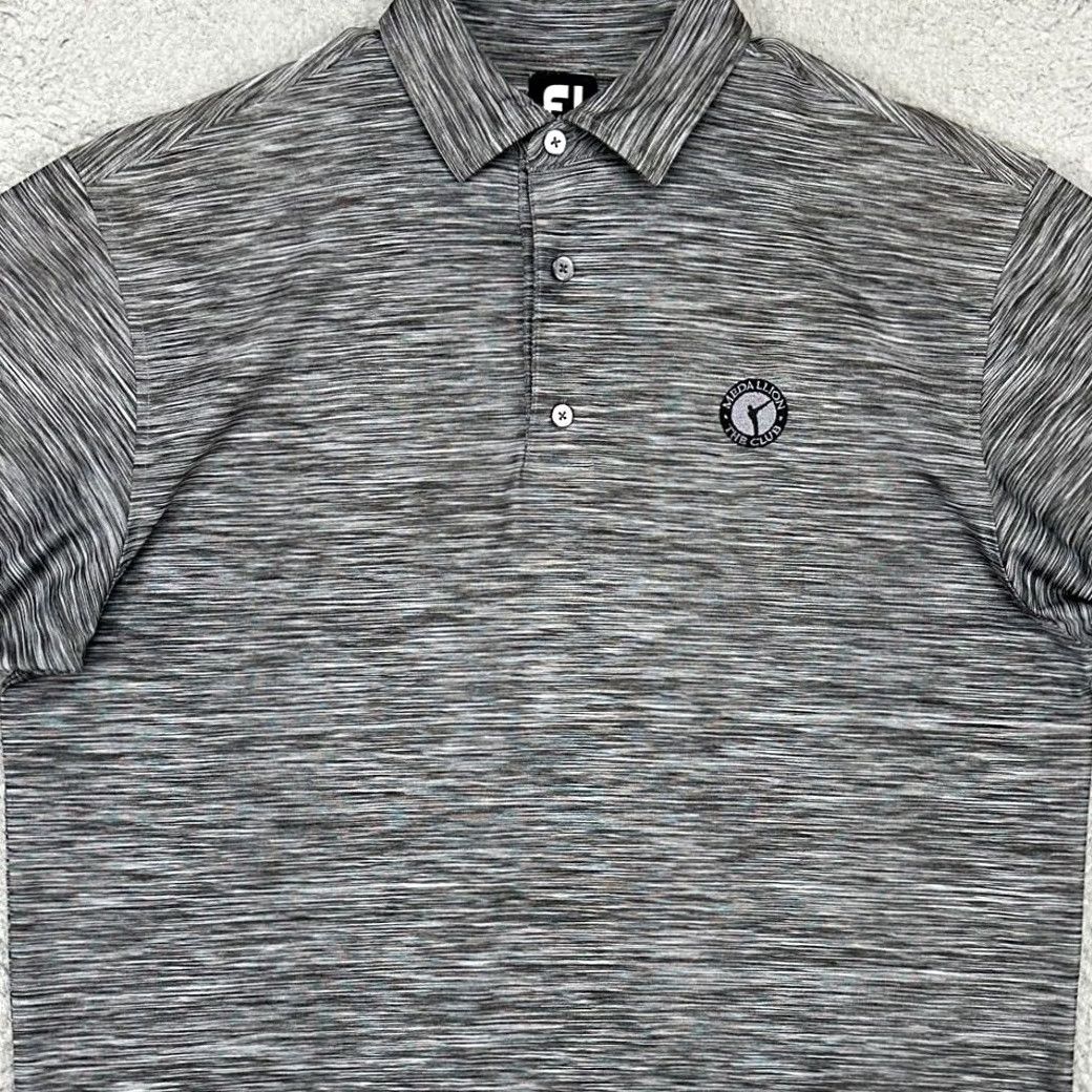 Footjoy VINTAGE FootJoy FJ Polo Shirt Mens Large Grey Black Heather Athletic Stretch Rugby Size US L / EU 52-54 / 3 - 2 Thumbnail