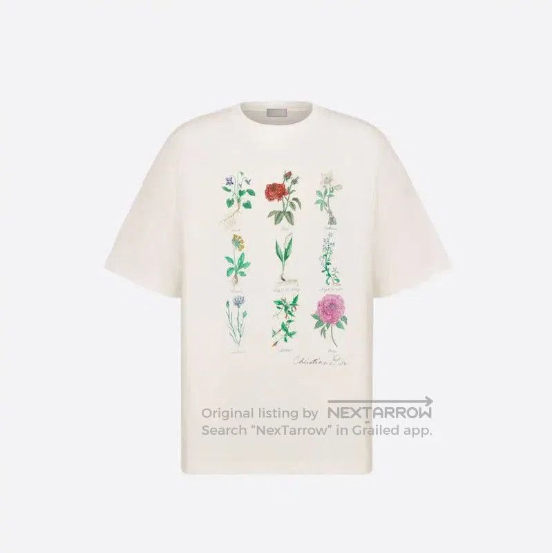Dior Dior White Men's T-Shirt with Floral Prints . Size US M / EU 48-50 / 2 - 1 Thumbnail