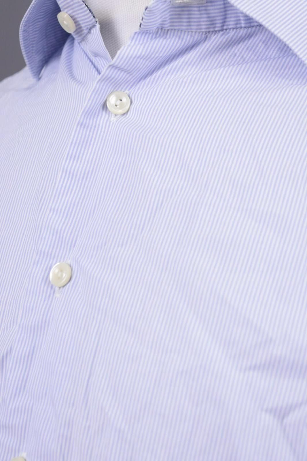 Eton Eton Slim Blue Pinstripe Floral Shirt Size 41 / 16 Size US M / EU 48-50 / 2 - 10 Thumbnail