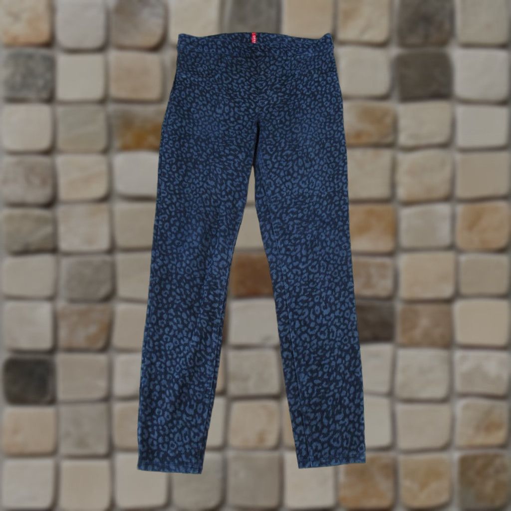 Spanx VINTAGE Spanx Jeggings Womens Medium Dark Blue Leopard Print Stretch Denim Animal Pattern 2010s Womens Size 32" / US 10 / IT 46 - 1 Thumbnail