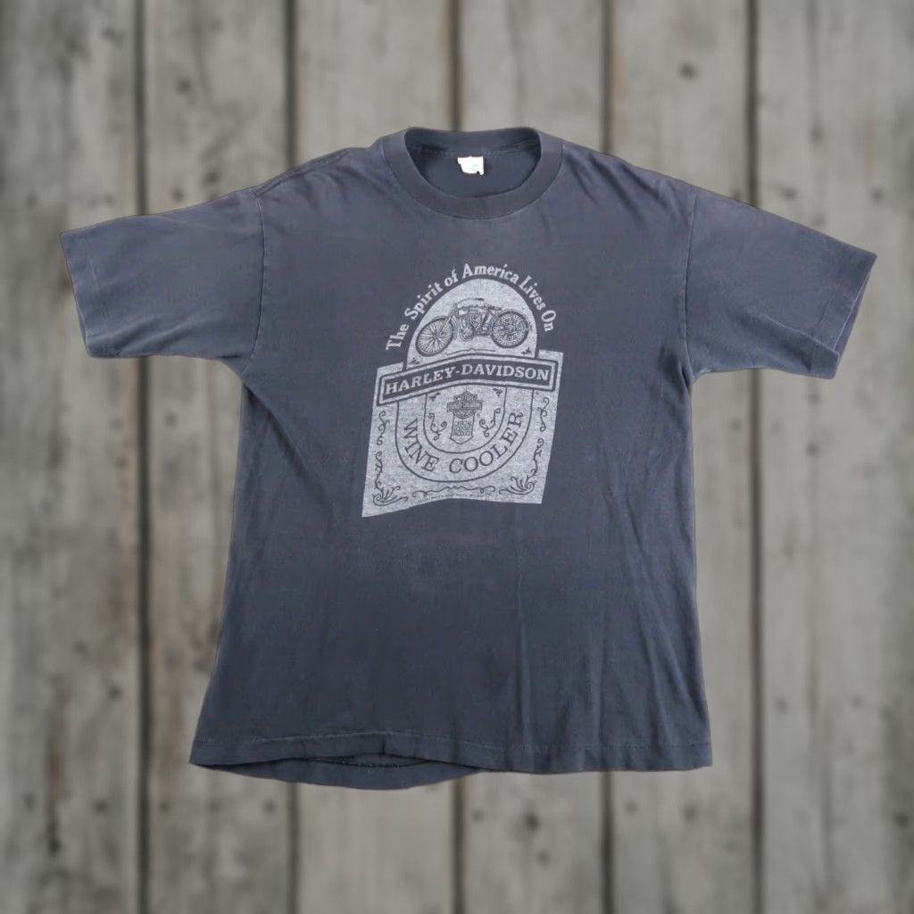 Harley Davidson VINTAGE Harley-Davidson T-Shirt Mens 1980s Black Logo Graphic Print 80s Biker Daytona Wine Cooler? Size US L / EU 52-54 / 3 - 1 Thumbnail