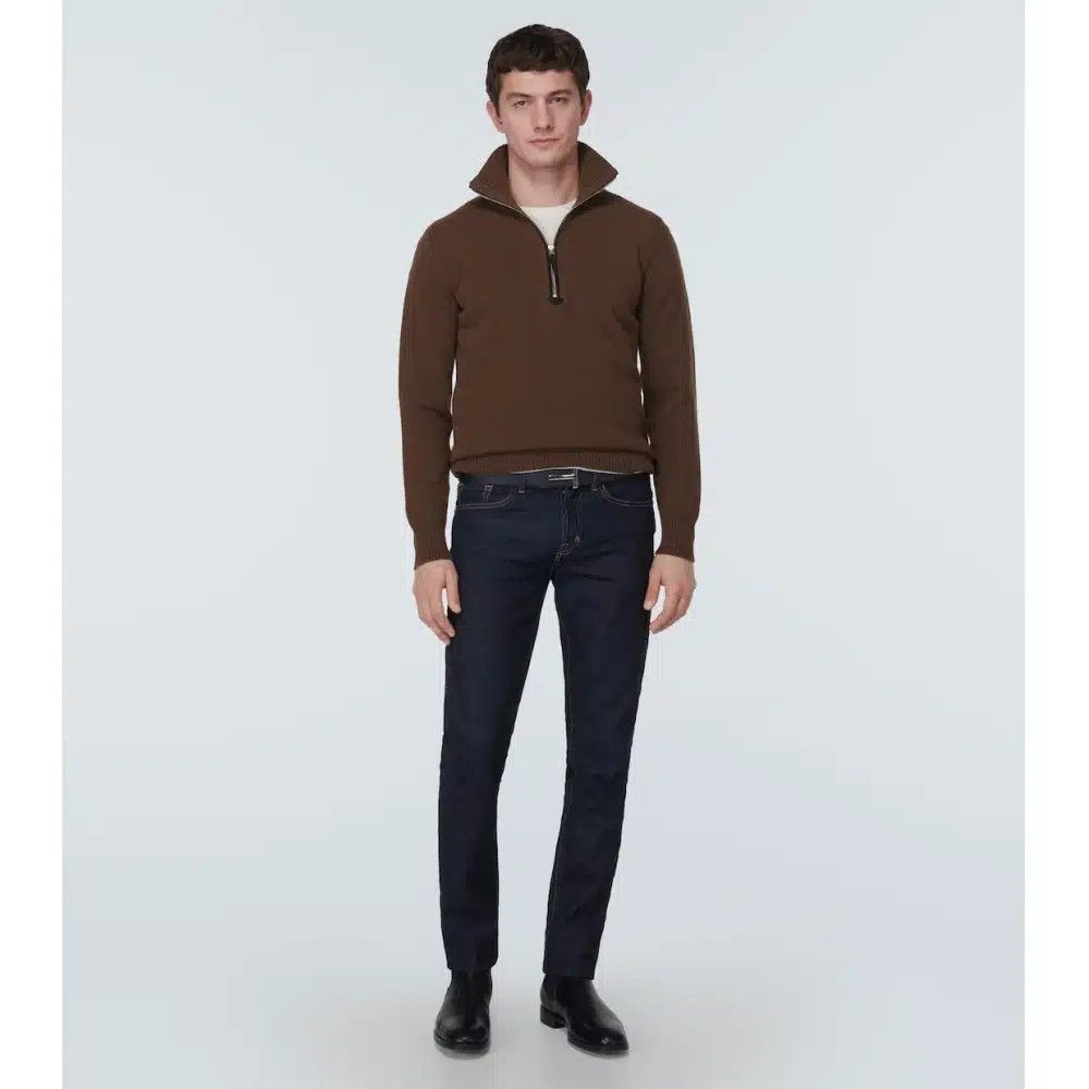 Tom Ford o1loc1c0325 KFL002 Cashmere Blend Half Zip Funnel Sweater Size US XL / EU 56 / 4 - 3 Thumbnail