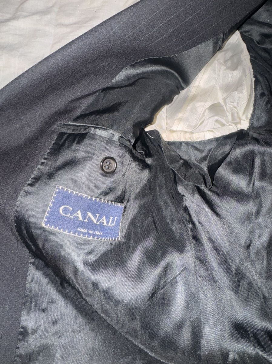 Canali Canali Black Pinstripe Wool Suit Jacket – Made in Italy 46L Size 46R - 2 Thumbnail