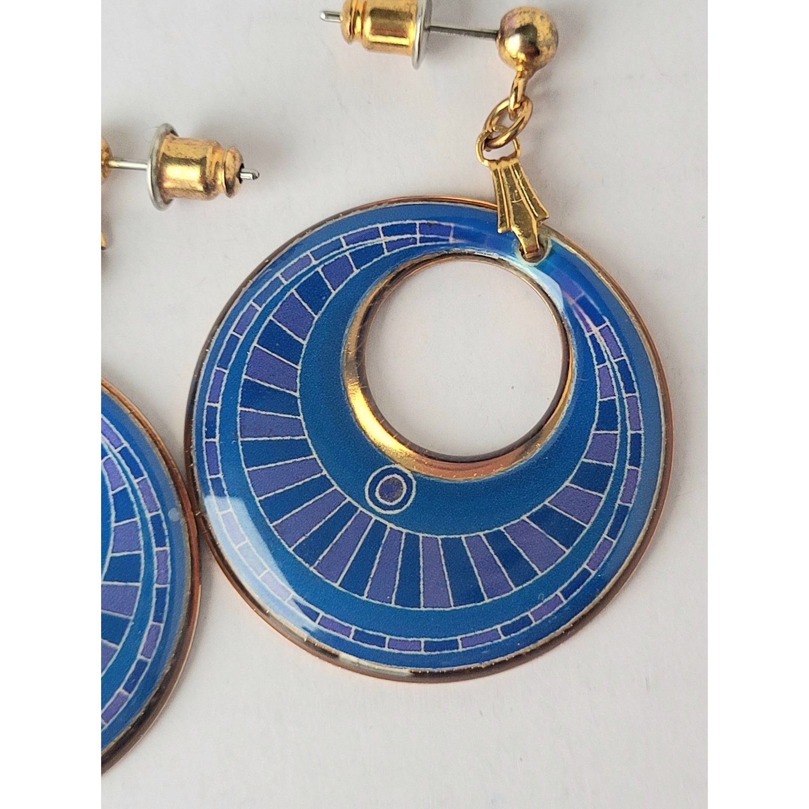 Other Burch Style Earrings Cloisonne Enamel Blue Boho Tribal Size ONE SIZE - 2 Thumbnail