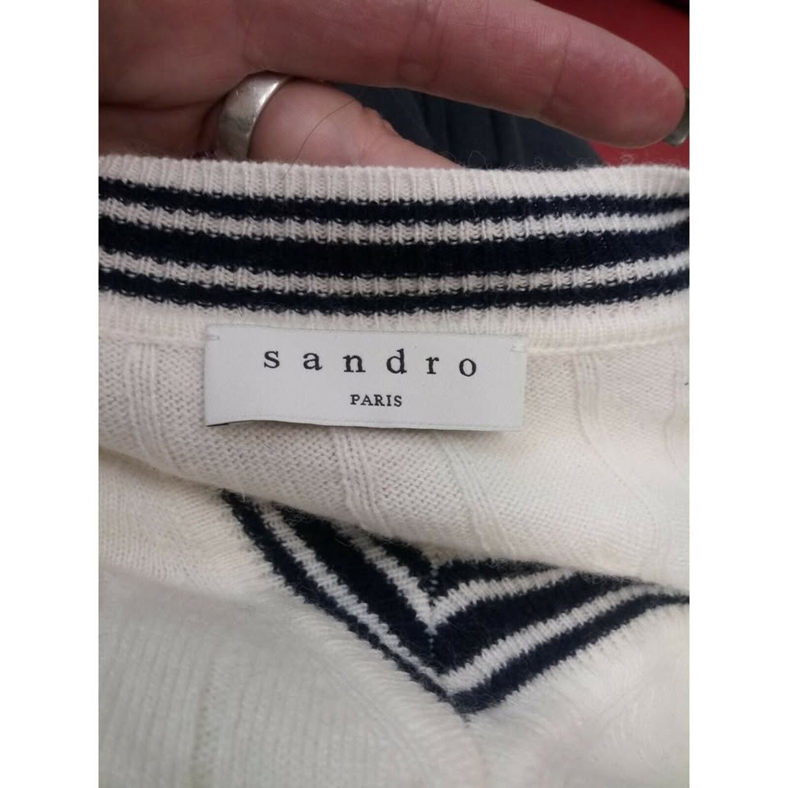 Sandro Sandro Paris V-Neck Tie-front Sweater Wool Cashmere Blend Size L / US 10 / IT 46 - 10 Thumbnail
