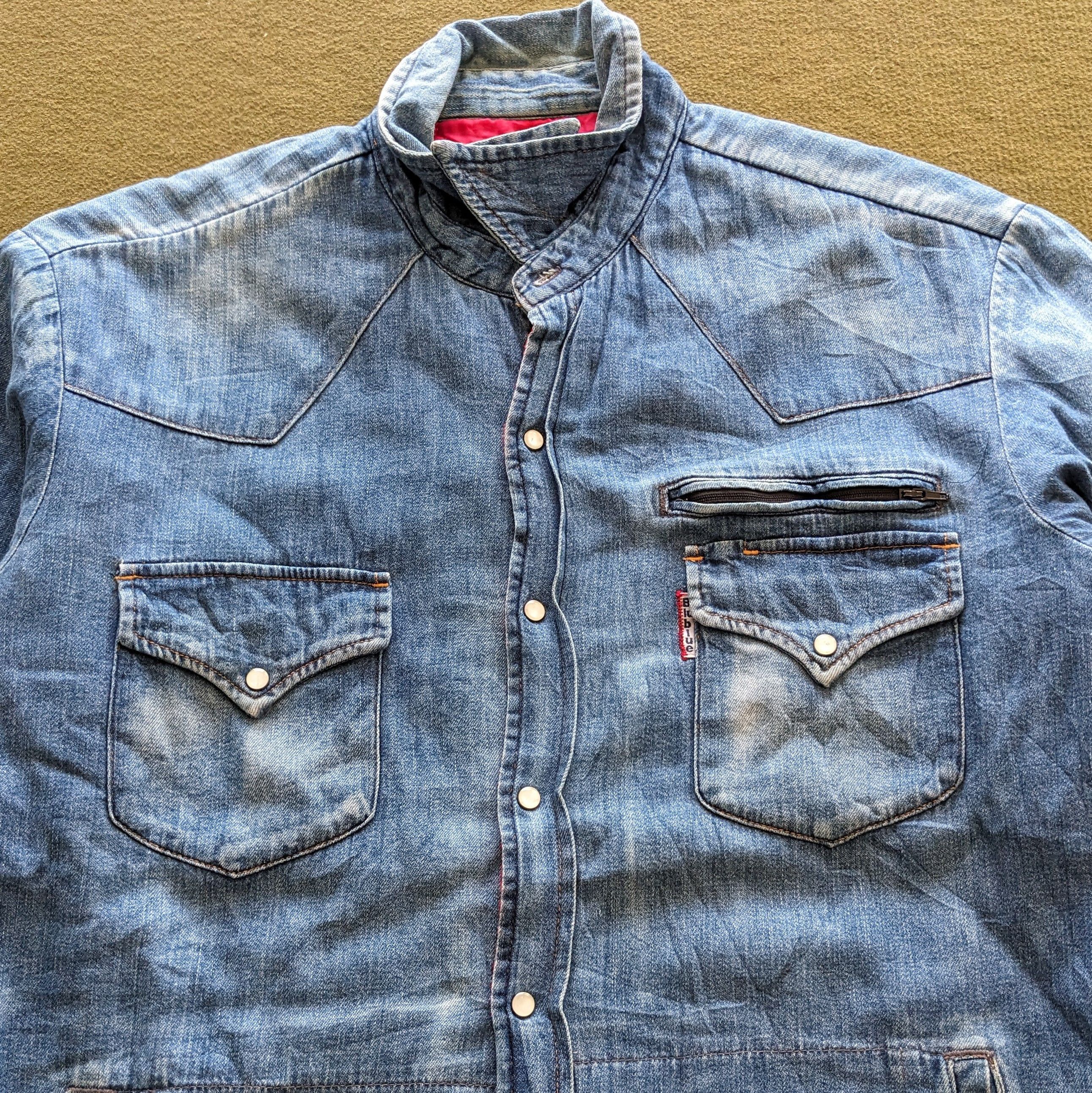 Blue Blue Japan Vintage BLUE BLUE Japanese Denim Button Up Shirts Size US L / EU 52-54 / 3 - 3 Thumbnail