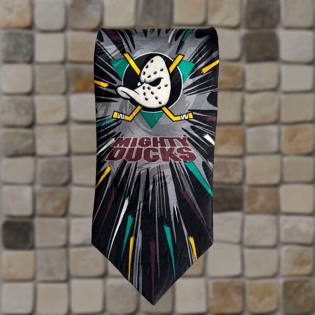 NHL VINTAGE NWT Mighty Ducks of Anaheim Silk Tie NHL Ralph Marlin Men Size ONE SIZE - 1 Thumbnail