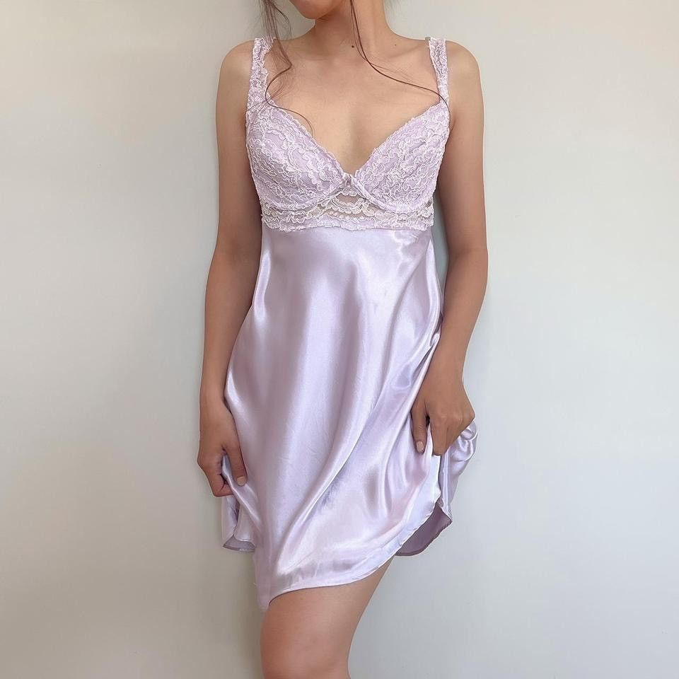 Victoria's Secret × Vintage Vintage VS Lavender Satin Dress (M-L) Size L / US 10 / IT 46 - 1 Thumbnail