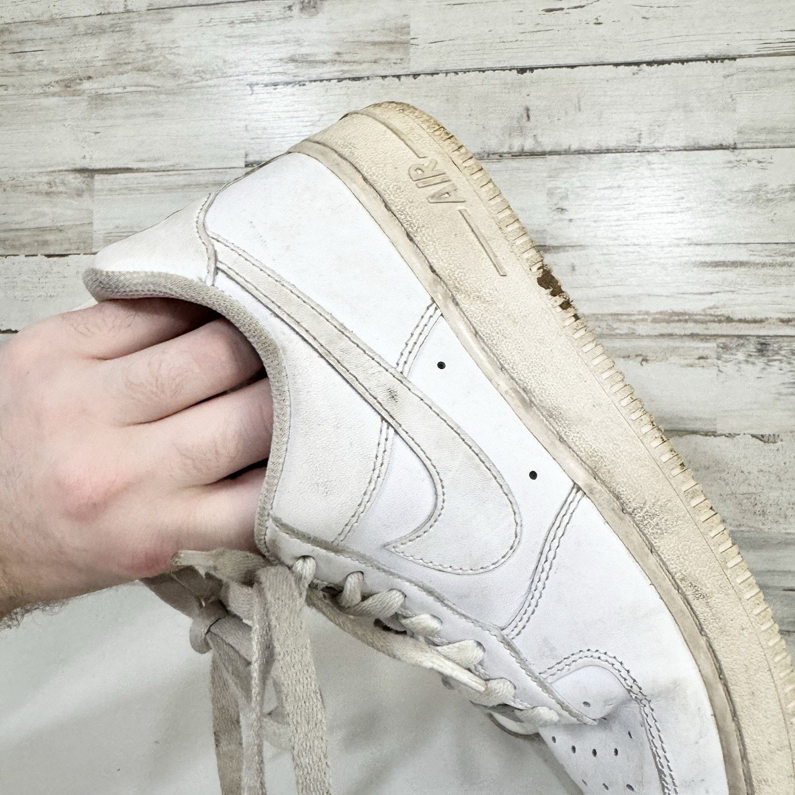 Nike Nike Shoes Sz 7.5 Air Force 1 White Leather Low Top Sneakers Size US 7.5 / IT 37.5 - 6 Thumbnail