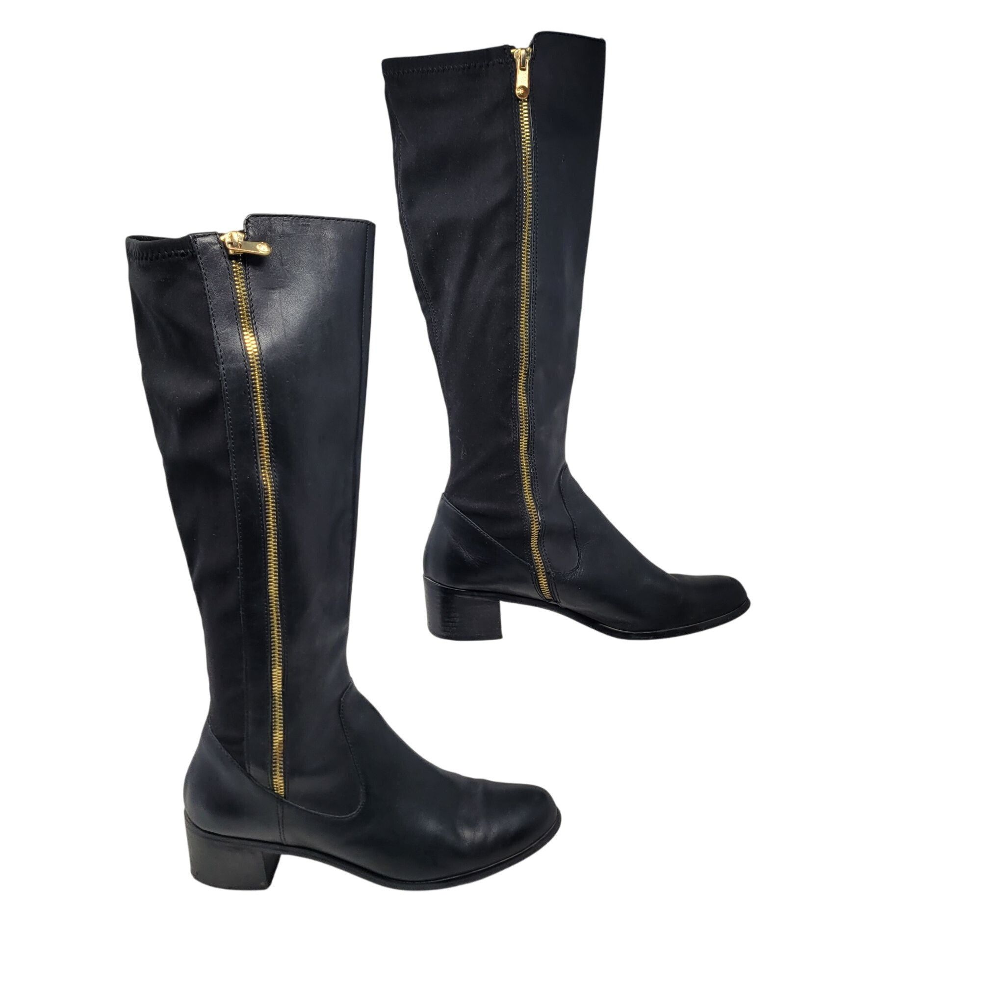 Elie Tahari Tahari Kyle Black Leather Knee-High Boots 9 Gold Zipper Stre Size US 9 / IT 39 - 6 Thumbnail