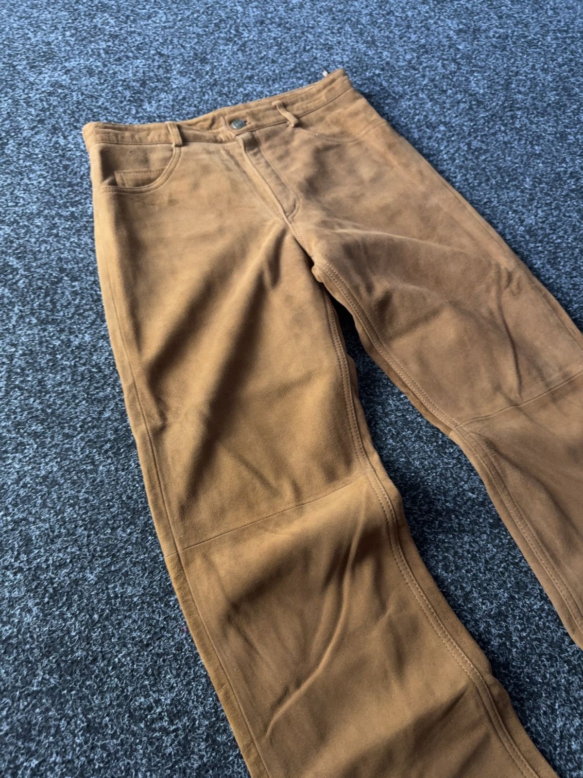 Leather Vintage Faux Suede Brown Pants 90s Western Style Italy Size 30" / US 8 / IT 44 - 5 Thumbnail