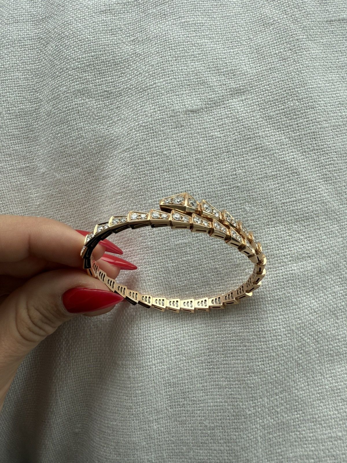Bvlgari BVLGARI Serpenti Viper 18K Rose Gold Pavè Diamond Bracelet Size ONE SIZE - 4 Thumbnail