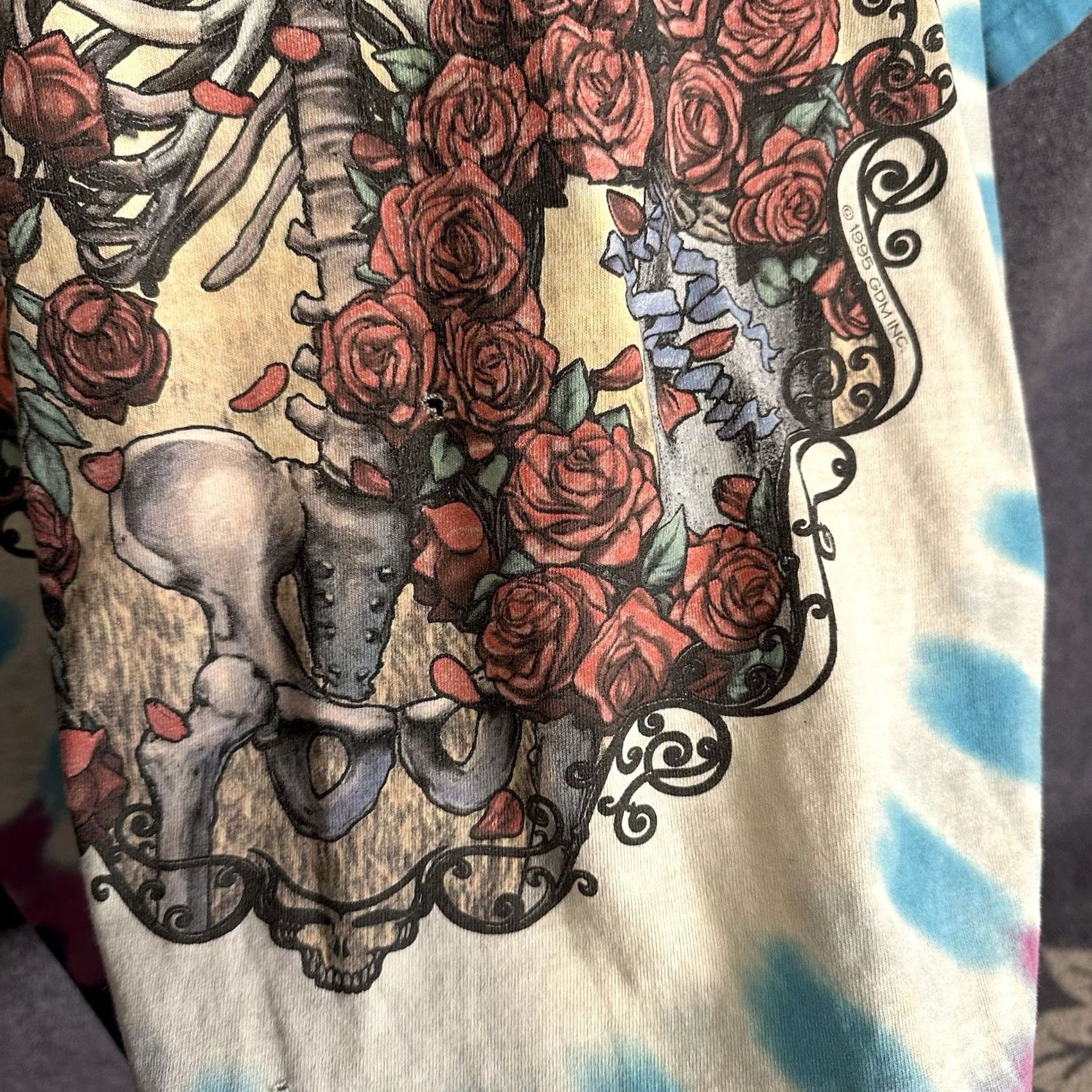 Vintage VINTAGE Grateful Dead T Shirt Rose Skeleton Tye Dye 90s Large Mens Size US L / EU 52-54 / 3 - 4 Thumbnail