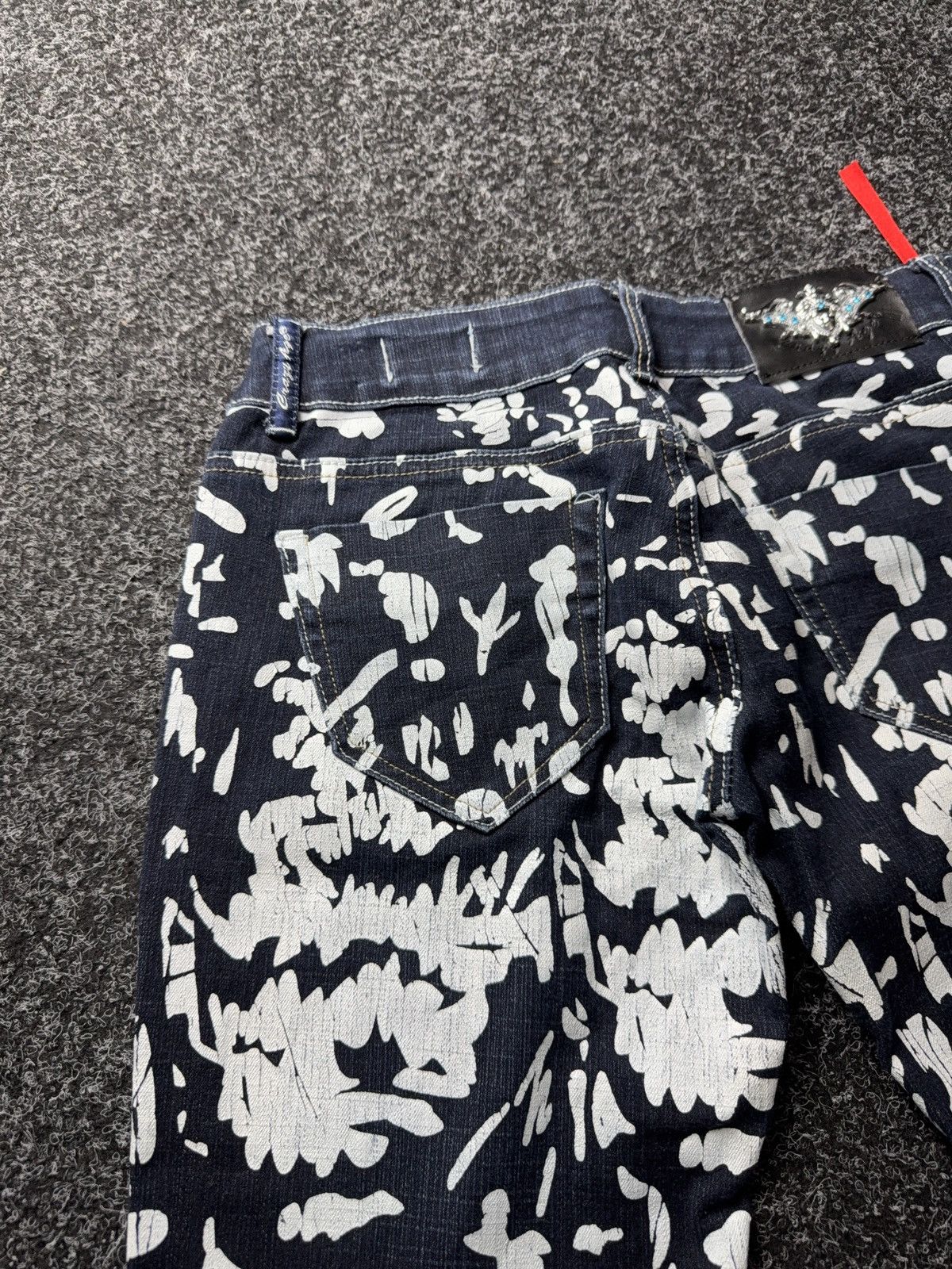 Japanese Brand Avant Garde 00s Crazy Age Graphic Flared Jeans Y2K Pattern Size 28" / US 6 / IT 42 - 17 Thumbnail