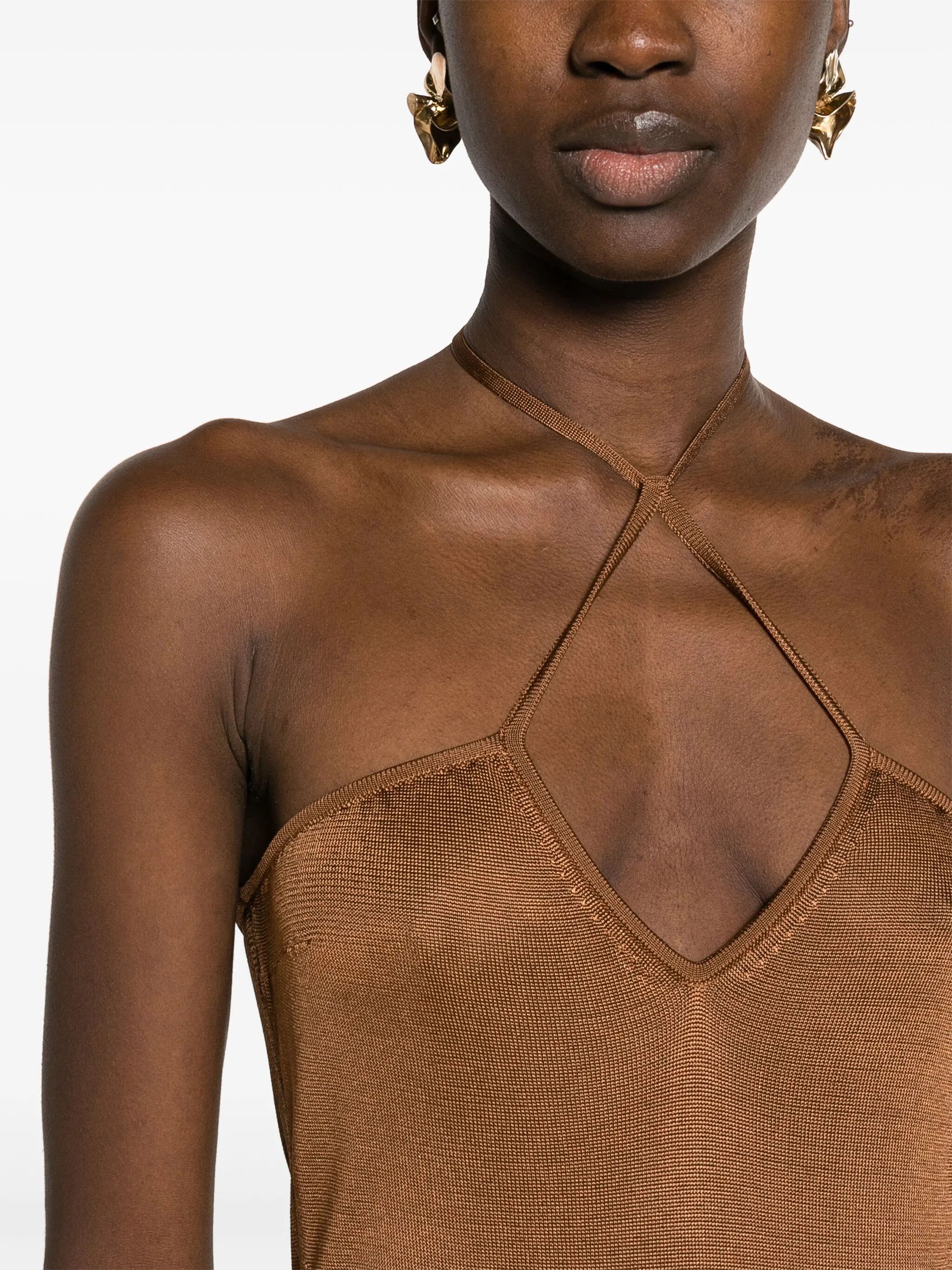Tom Ford o1w1db10525 ACK418 Halterneck Flare Maxi Dress in Brown Size M / US 6-8 / IT 42-44 - 5 Thumbnail