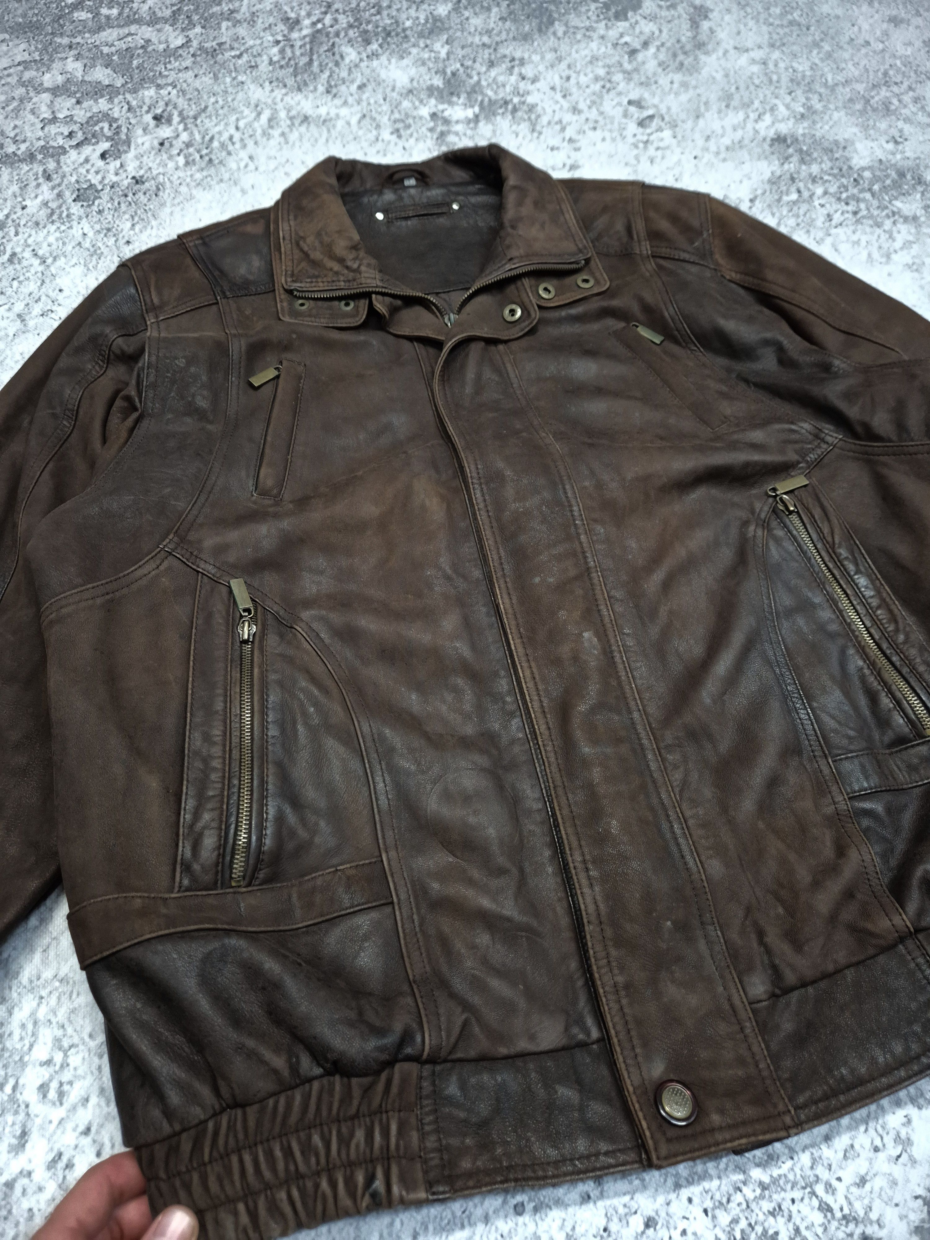 Vintage Vintage Avant Garde Leather Bomber Jacket Size US XXL / EU 58 / 5 - 5 Thumbnail