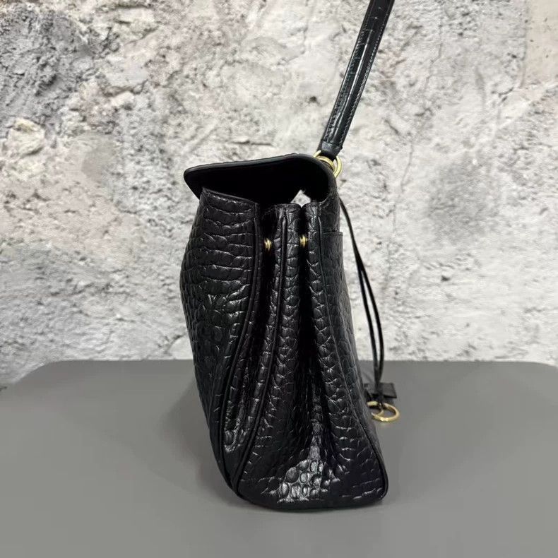 Balenciaga Balenciaga Black Gold Crocodile Texture Handbag-2505 Size ONE SIZE - 4 Thumbnail