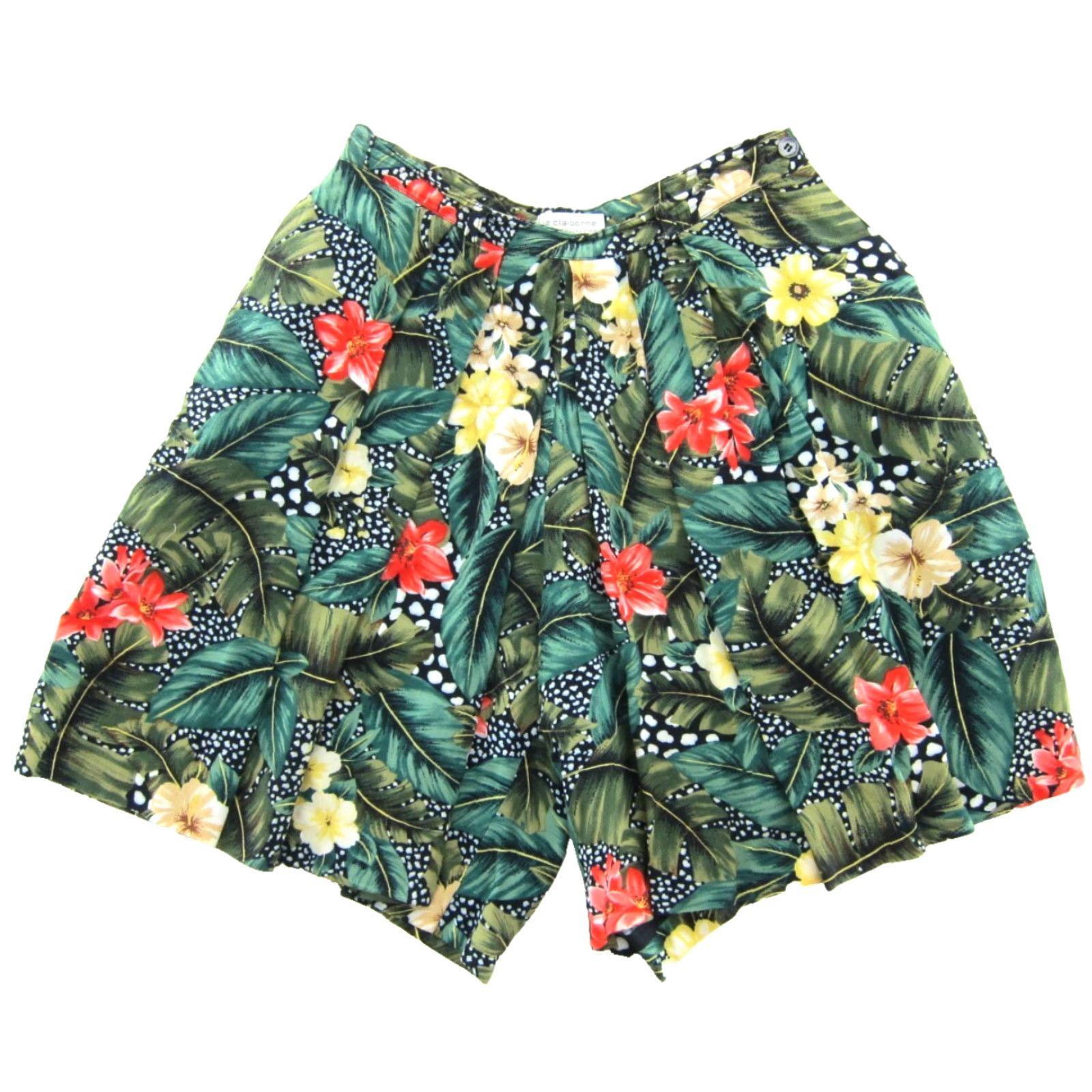 Liz Claiborne VTG Liz Claiborne Bermuda Shorts Floral Pocket High Rise Rayon Green Pink Yellow Small Womens Size 28" / US 6 / IT 42 - 2 Thumbnail