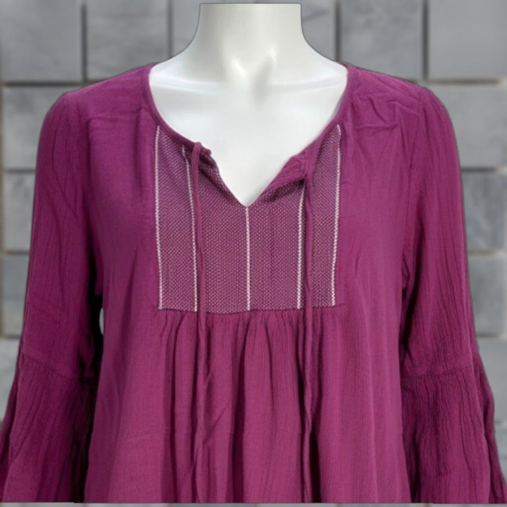 O'Neill ONeill Blouse Woman Size M Pink V-Neck 3/4 Sleeve Bohemian Hippie Prairie Relaxed Fit Size M / US 6-8 / IT 42-44 - 1 Thumbnail