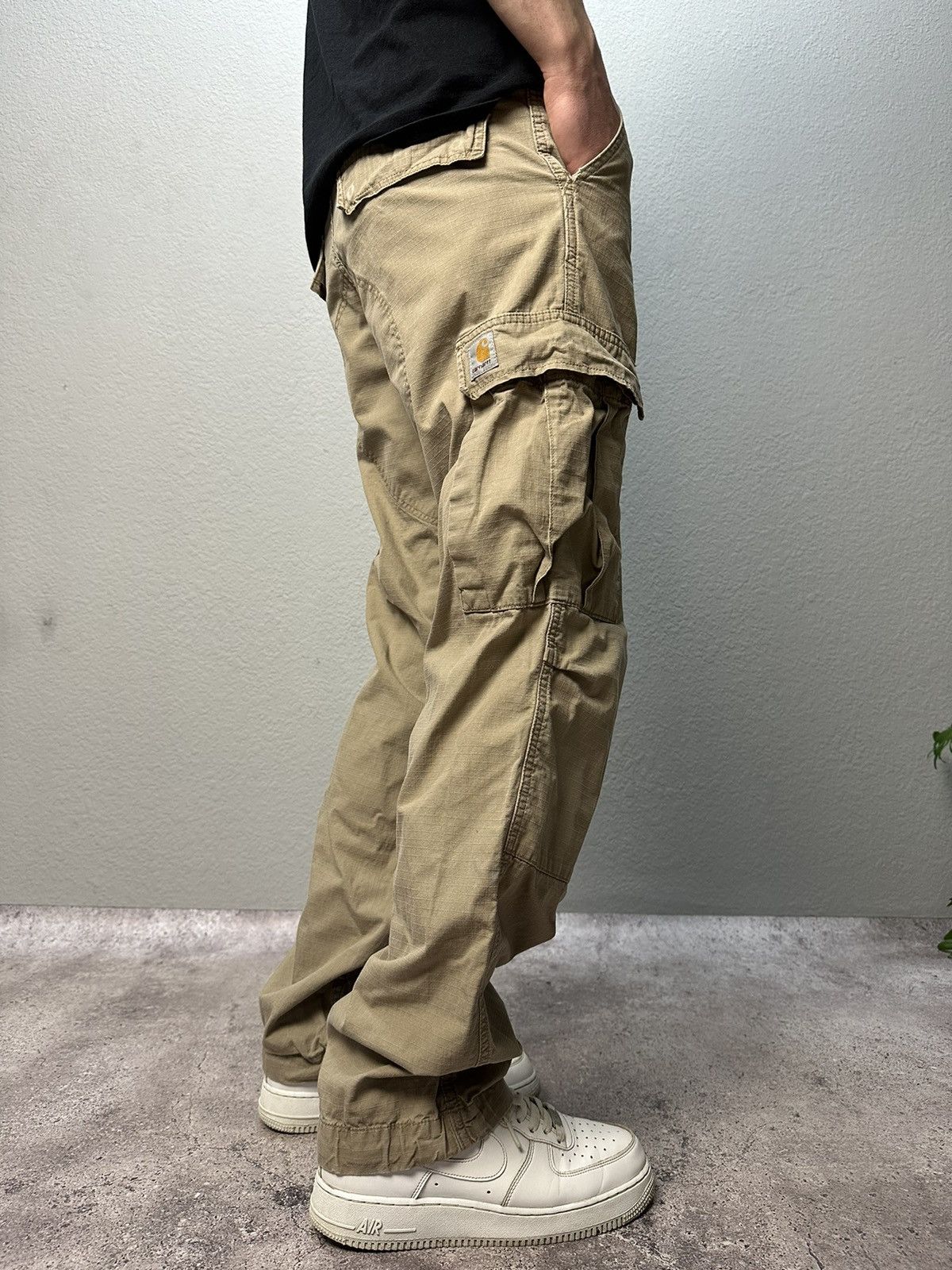 Carhartt × Vintage Vintage Carhartt Cargo Distressed Pants Faded Beige Y2K Size US 31 - 4 Thumbnail
