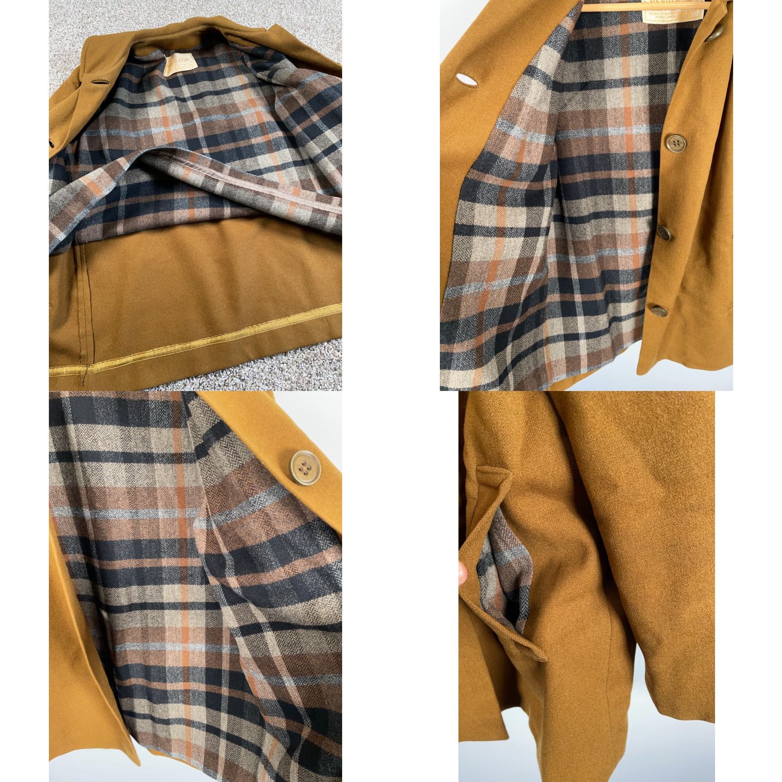 Pendleton VINTAGE Pendleton Coat Wool Button Up Lined 12 Brown Plaid Women's Pea Coat 50s / 60s Union Made Size XL / US 12-14 / IT 48-50 - 9 Thumbnail