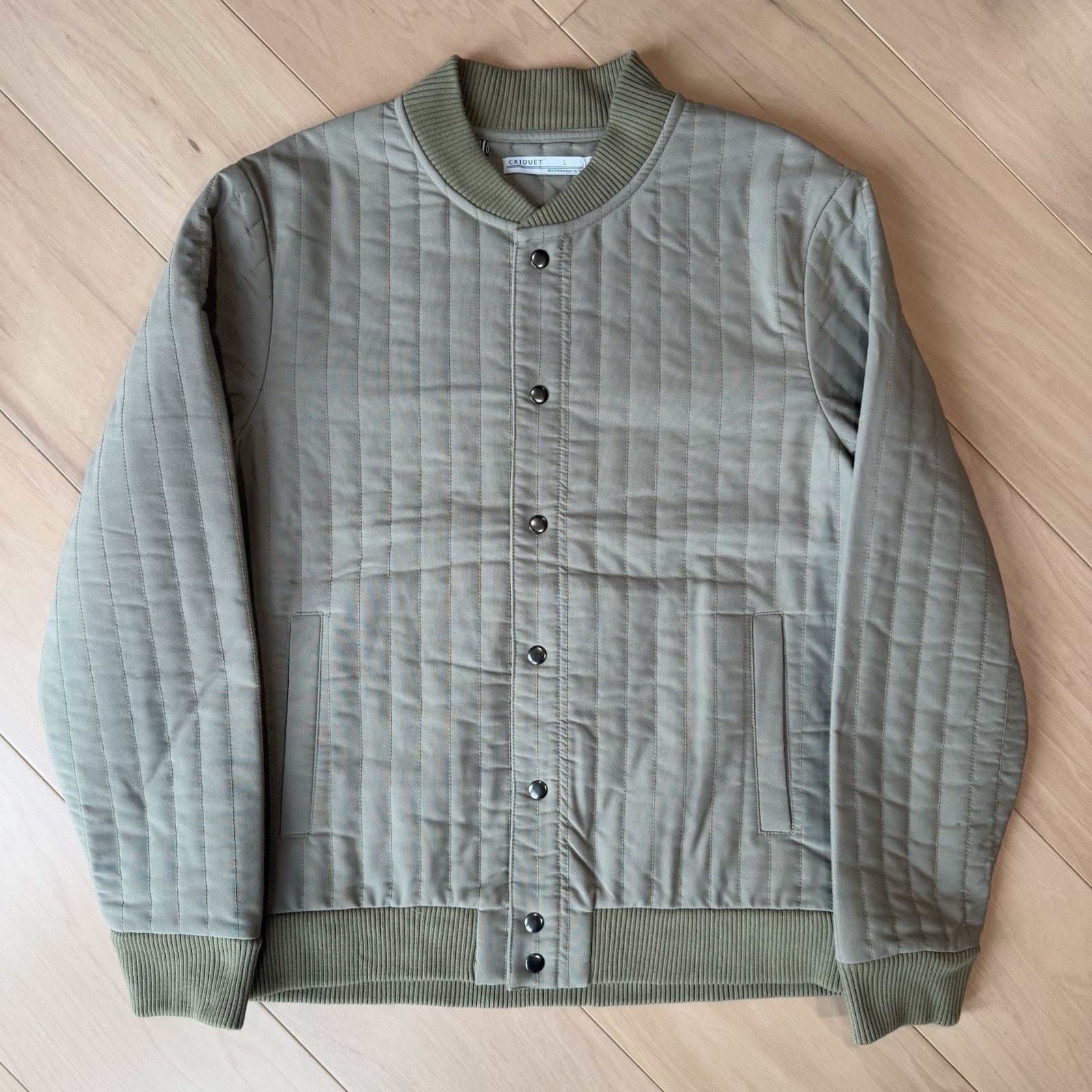 Criquet Criquet Quilted Bomber Jacket L Khaki Green Button Outerwear Size US L / EU 52-54 / 3 - 2 Thumbnail