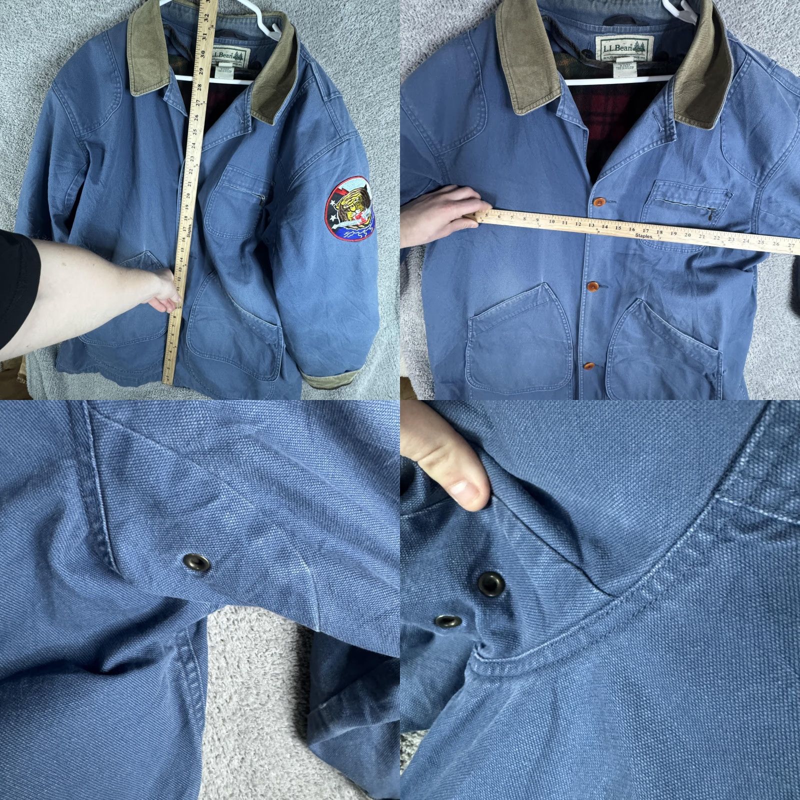Vintage VINTAGE L.L.Bean Coat Mens 2XL Blue Canvas Corduroy Collar Tiger Patch 90s Coat Size US XXL / EU 58 / 5 - 9 Thumbnail