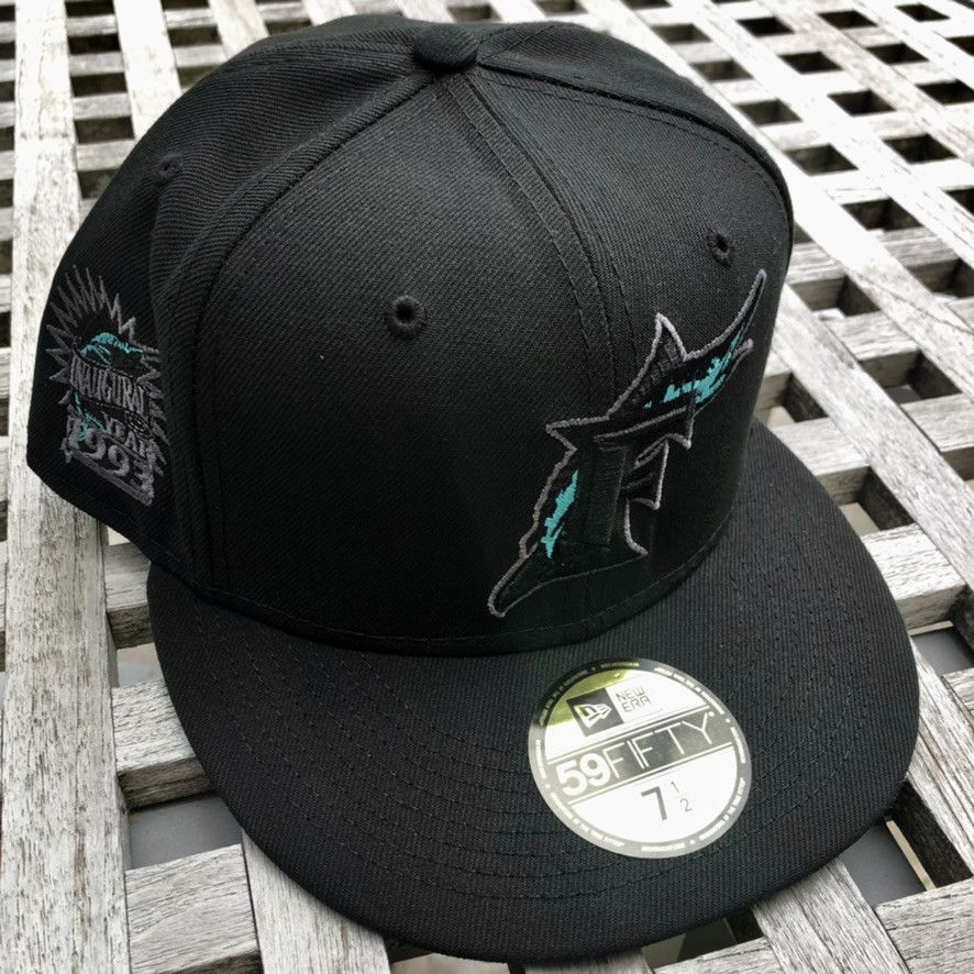 New Era Florida Marlins Blackout Pop Teal UV 1993 Patch Hat 7 1/2 Size ONE SIZE - 1 Thumbnail