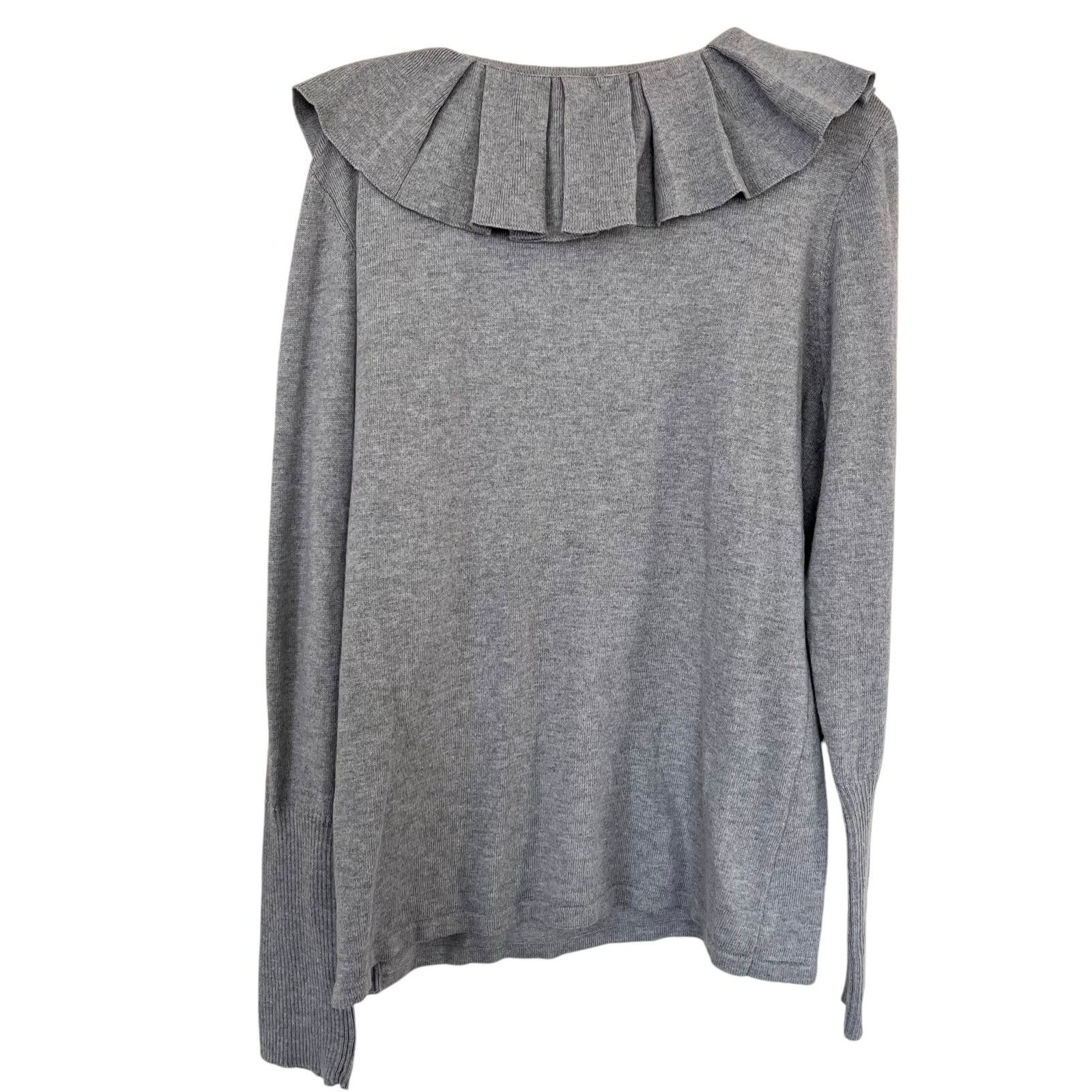 Michael Kors MICHAEL Michael Kors Gray Ruffle Split Tie Neck Sweater Size L / US 10 / IT 46 - 4 Thumbnail