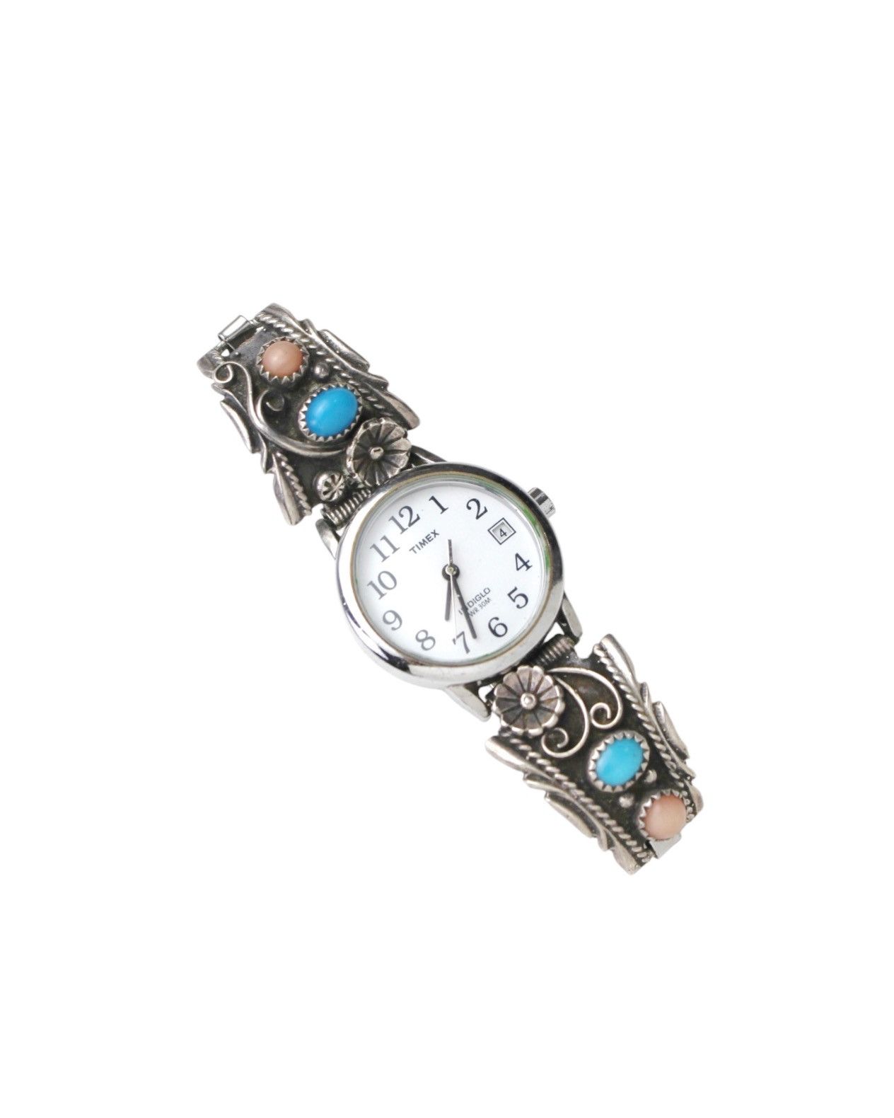 Vintage 2000S TIMEX SILVER FLORAL TURQUOISE WATCH Size ONE SIZE - 3 Thumbnail