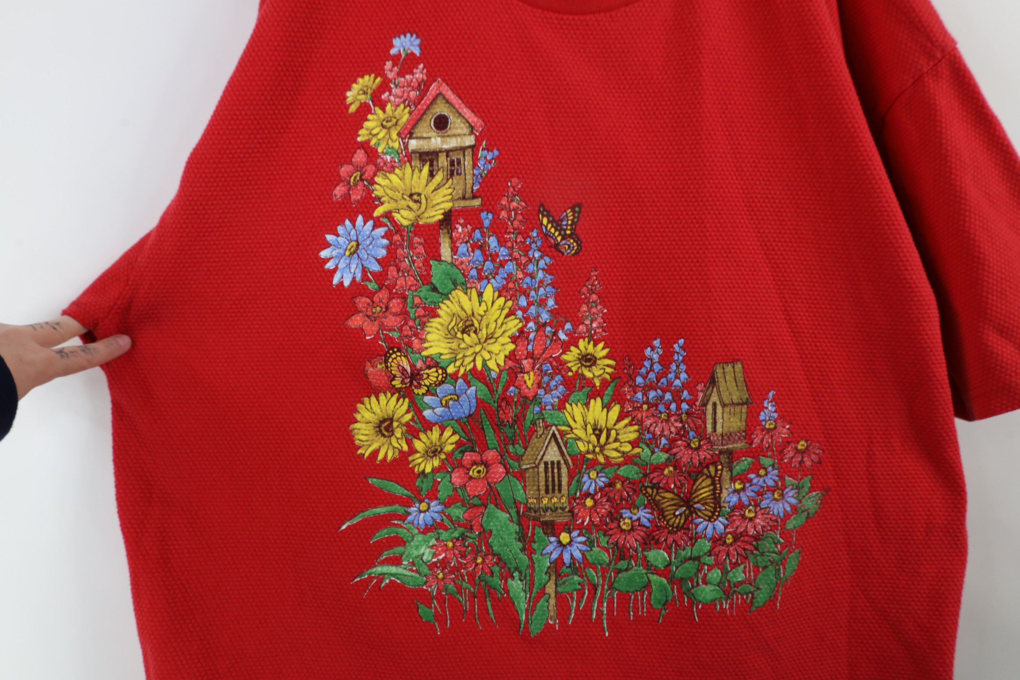 Vintage Vintage 90s Streetwear Flower Thermal Waffle Knit T-Shirt Size 3XL / US 20-22 - 4 Thumbnail