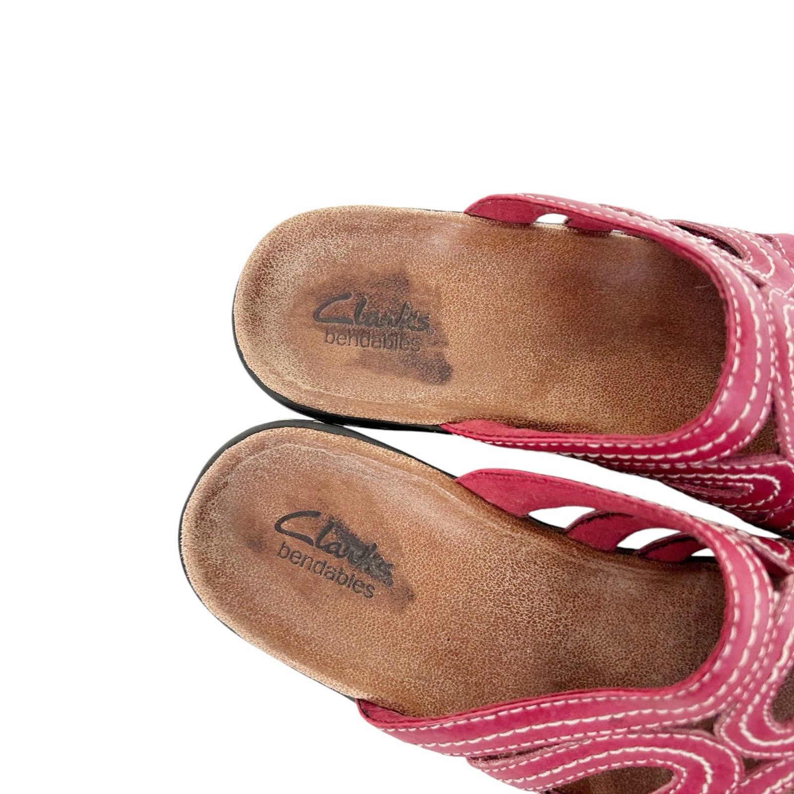 Clarks Clarks Bendables Red Leather Slide Wedges Sz 8.5 Size US 8.5 / IT 38.5 - 2 Thumbnail