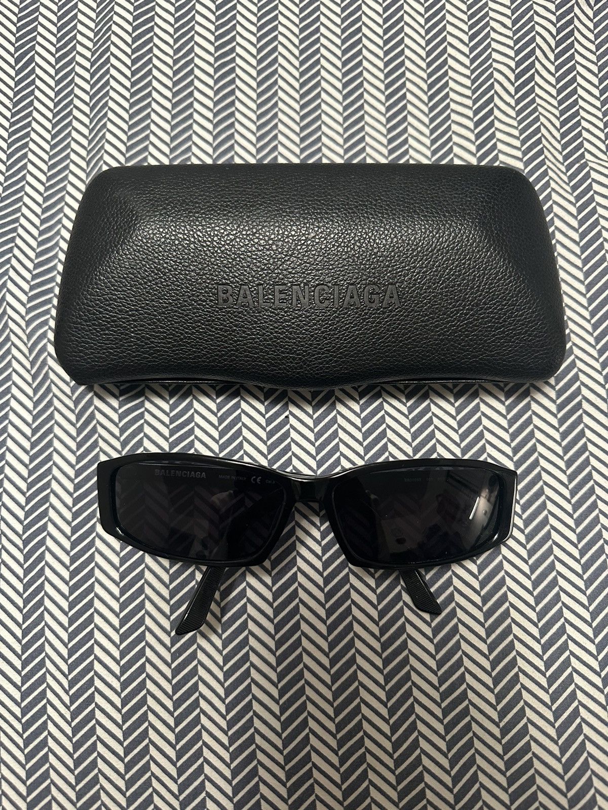 image of Archival Clothing x Balenciaga Rectangle Cat Eye Sunglasses in Black, Men's