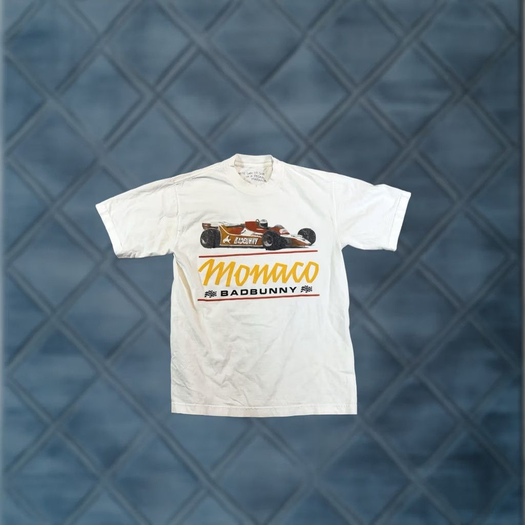 Vintage Bad Bunny Official Tour Merch "Nadie Sabe" Monaco Race Car Shirt Small Mens Cream Cotton Graphic Print Short Sleeve Crew Neck Vintage No Size US S / EU 44-46 / 1 - 1 Thumbnail