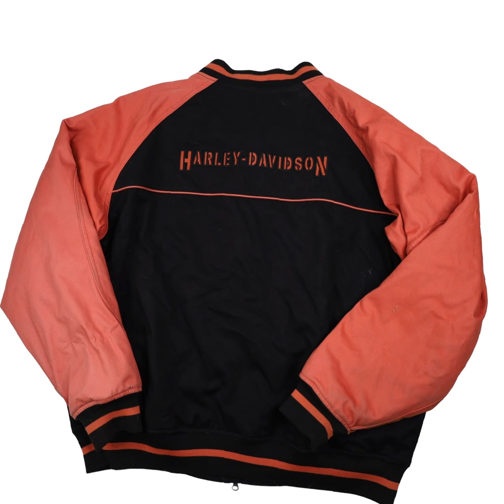 Harley Davidson VINTAGE Harley-Davidson Mens XL Spellout Quilted Bomber Jacket Black Size US XL / EU 56 / 4 - 2 Thumbnail