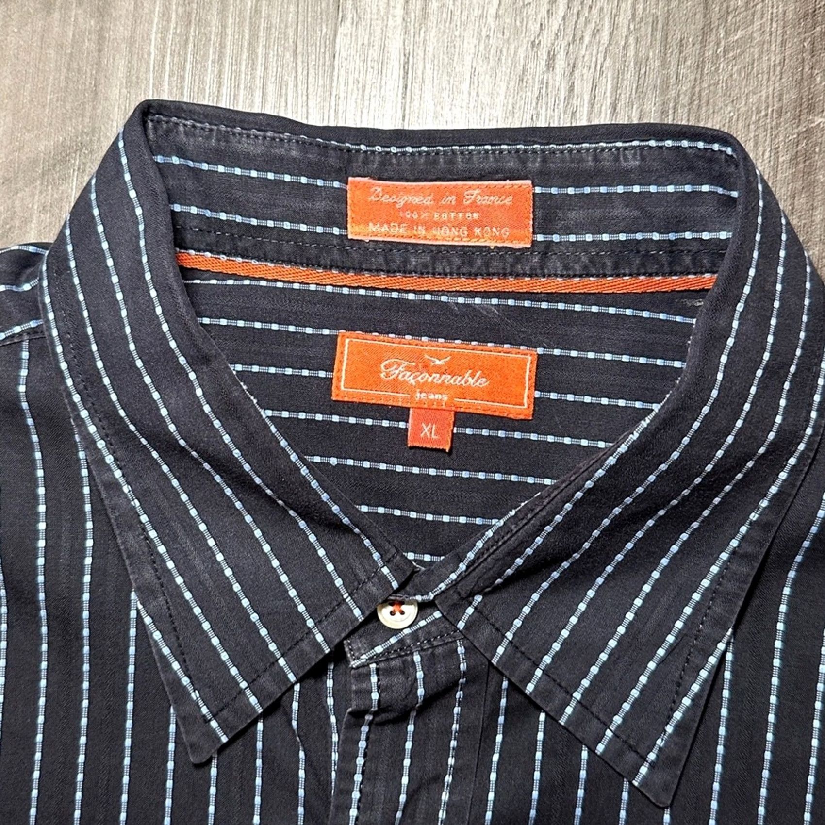 Faconnable Faconnable Jeans Striped Long Sleeve Button Down XL Mens Shirt Size US XL / EU 56 / 4 - 5 Thumbnail