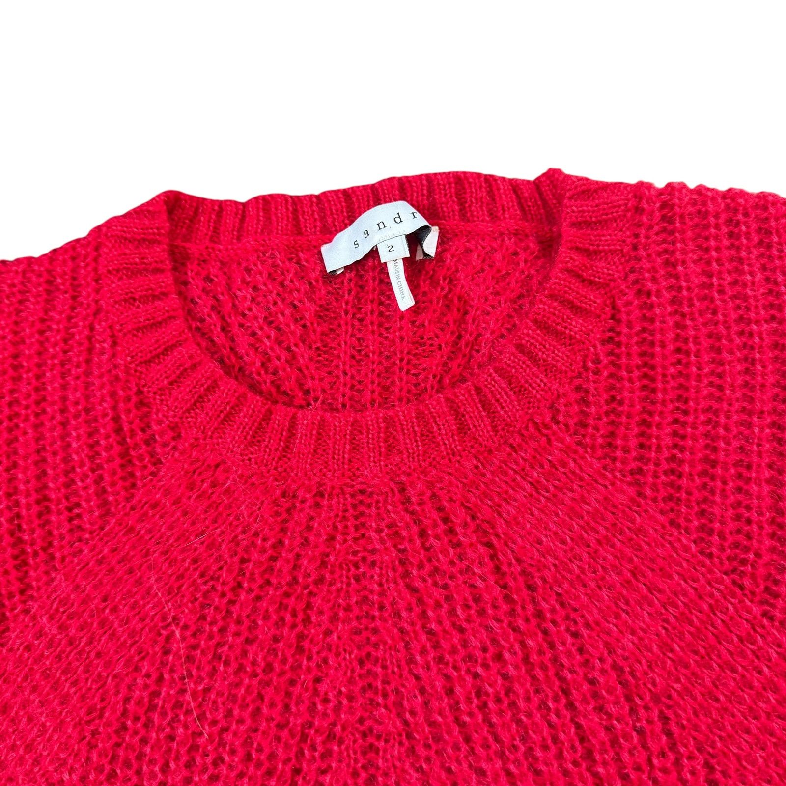 Sandro Sandro Mohair Blend Red Crewneck Sweater Size M / US 6-8 / IT 42-44 - 3 Thumbnail