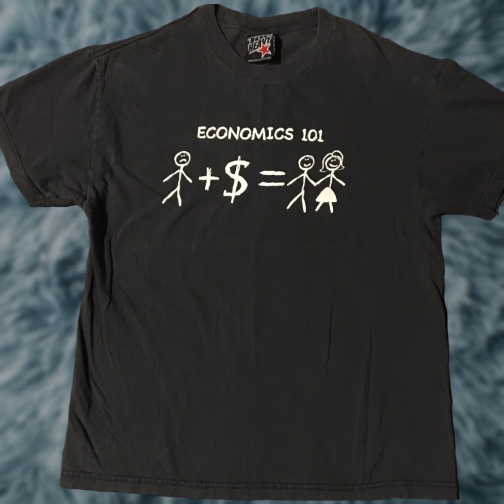 Vintage VINTAGE Economics 101 Wife Faded Shirt L Funny Gold Digger Humor Grunge Marriage 90s Size US L / EU 52-54 / 3 - 1 Thumbnail