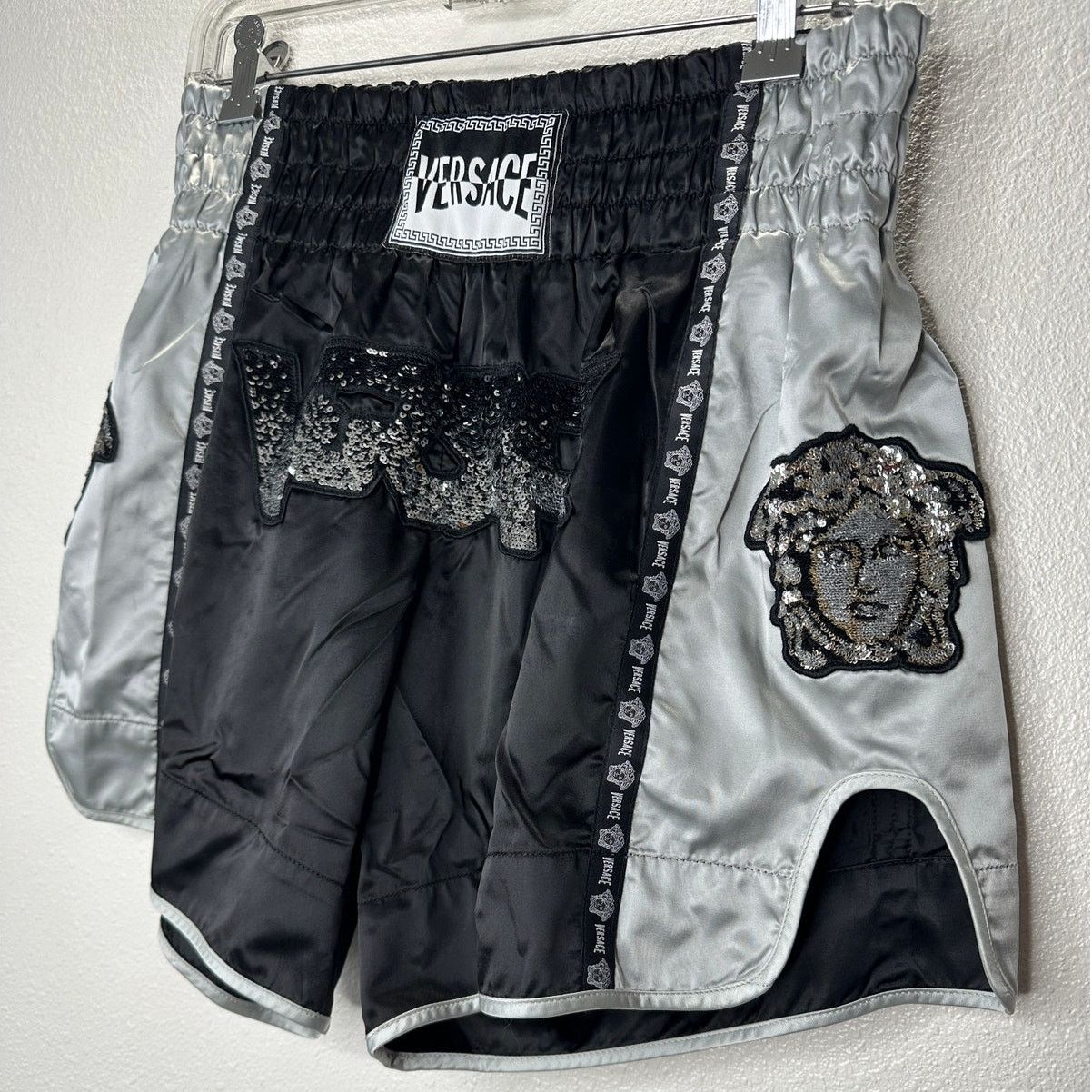 Versace Versace Muay Thai Boxing Shorts Black & Silver Sequin 48 / M Size US 32 / EU 48 - 4 Thumbnail