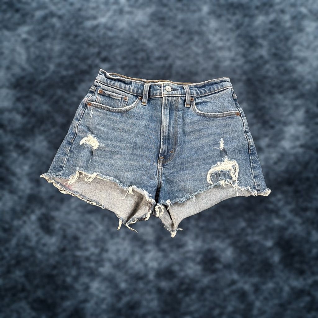 Abercrombie & Fitch Abercrombie & Fitch Mom Short High Rise 27 Denim Blue 5-Pocket Medium Wash Womens Shorts 27 in Waist High Rise Vintage No Size 27" / US 4 / IT 40 - 1 Preview
