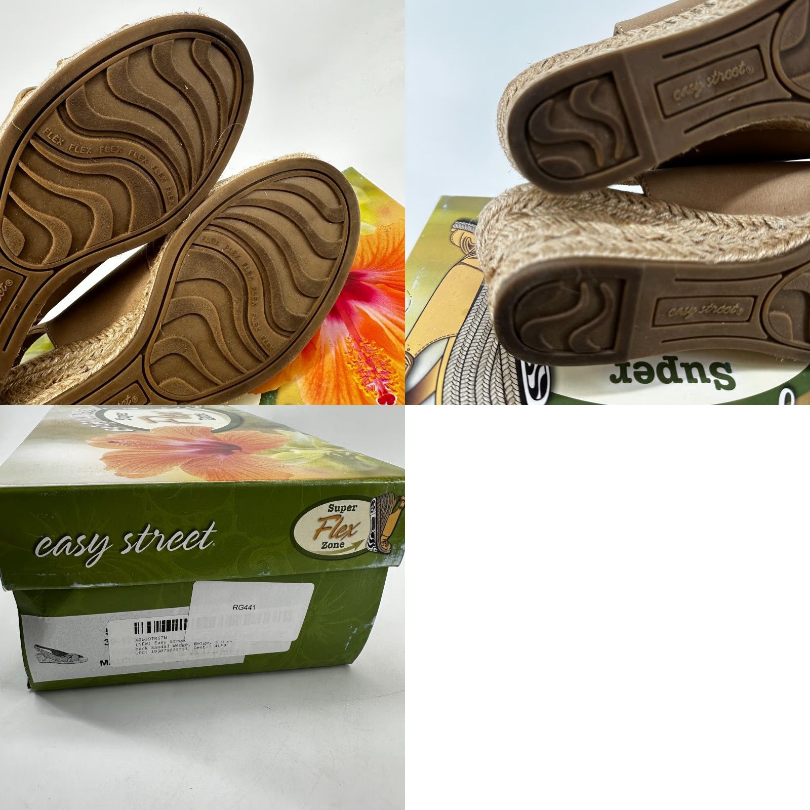 Vintage Easy Street Women's Maureen Brown Open Toe Espadrille Slingback Sandals Size 5M Size US 5 / IT 35 - 8 Thumbnail