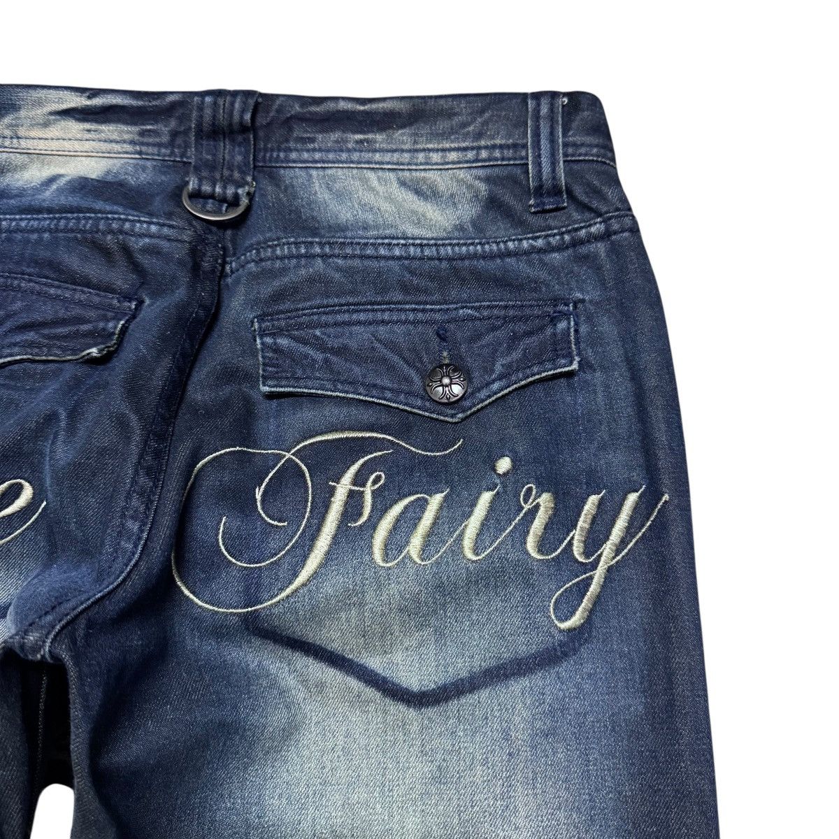 Le Grande Bleu (L.G.B.) Vice Fairy Whisker Distressed Denim Flare Jeans Size US 30 / EU 46 - 12 Thumbnail