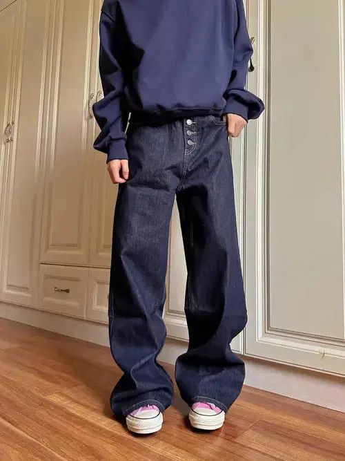 Jean Vintage street Y2K straight leg button up baggy jeans Size US 34 / EU 50 - 7 Thumbnail