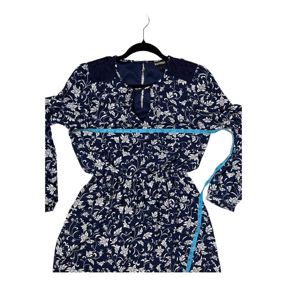 Express Express l Navy Floral Long Sleeve Mini Dress Small Size S / US 4 / IT 40 - 6 Thumbnail