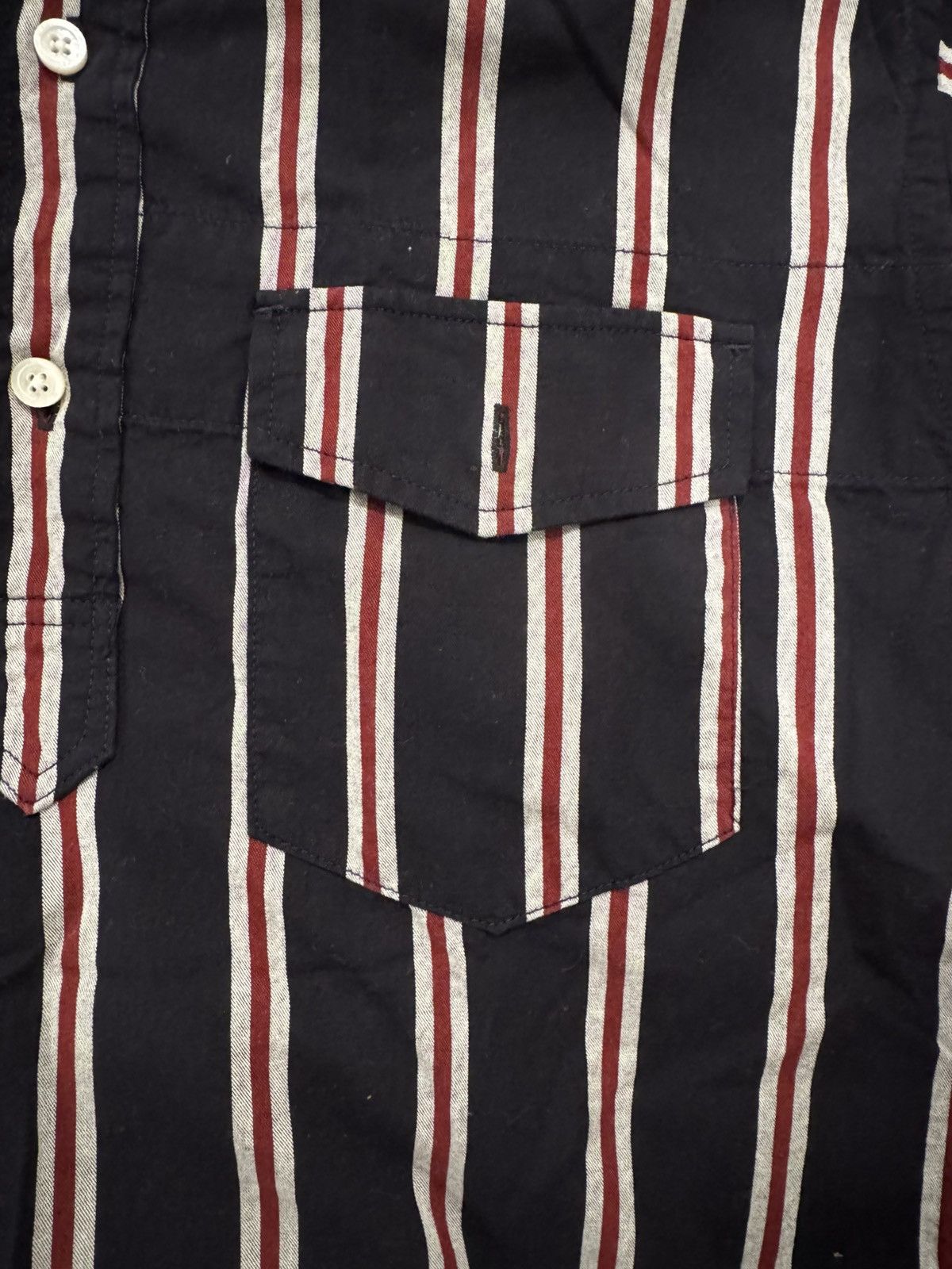 Engineered Garments SS19 Popover BD Shirt - Navy/Red Regimental Stripe size S Size US S / EU 44-46 / 1 - 4 Thumbnail