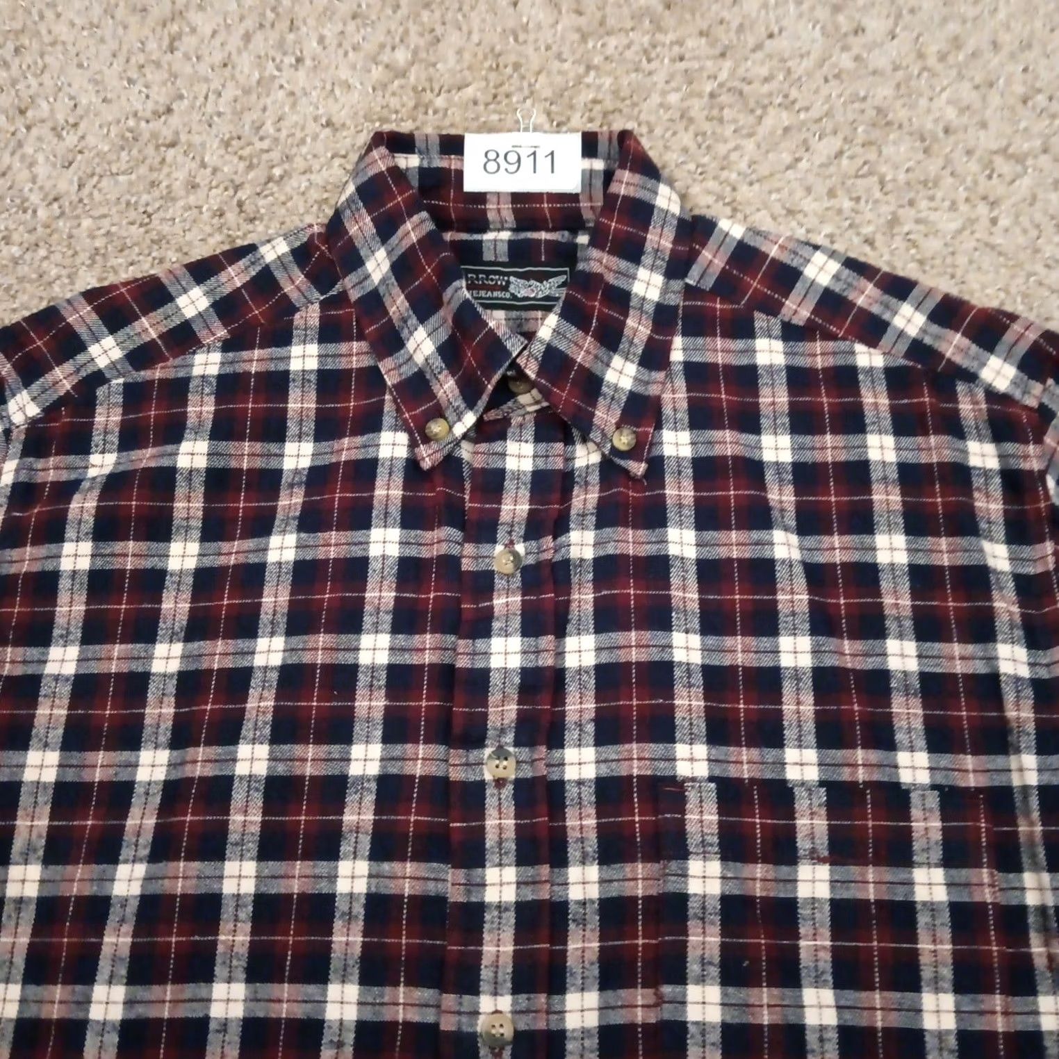 Arrow Arrow Shirt Mens Medium Red Plaid Flannel Long Sleeve Button Down Cotton Size US M / EU 48-50 / 2 - 3 Thumbnail