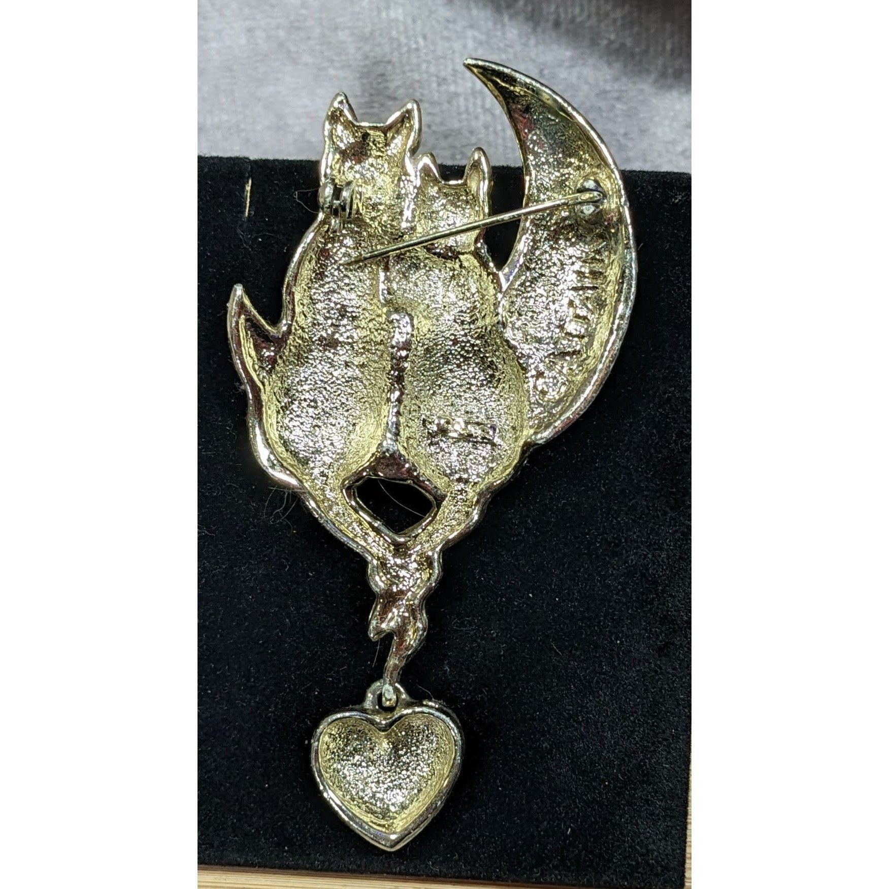 Other Vintage AJC Cattails Cats On the Moon Holding Tails Brooch Size ONE SIZE - 4 Thumbnail