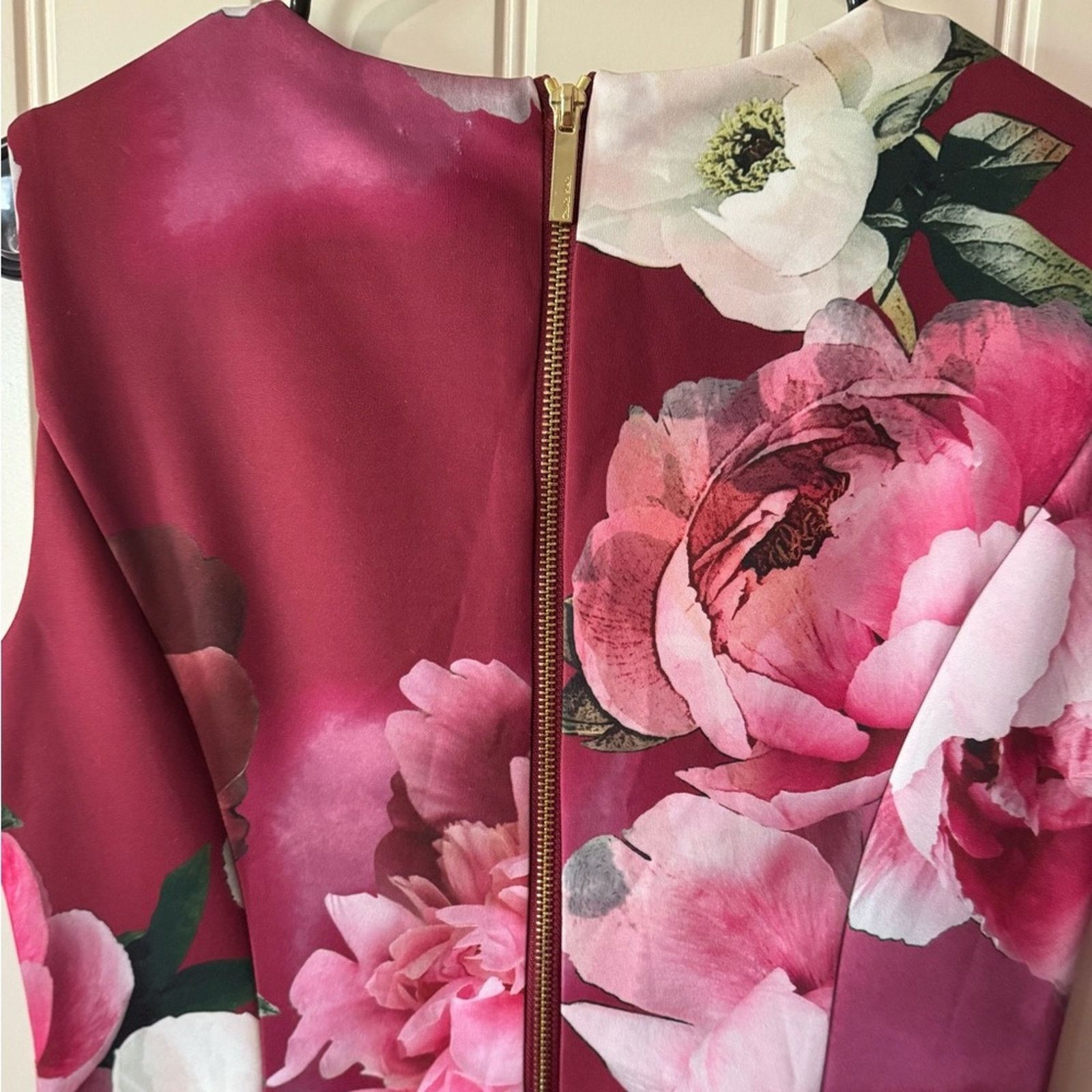 Calvin Klein NEW CALVIN KLEIN Burgundy Floral A-Line Dress (Size 8) Size M / US 6-8 / IT 42-44 - 6 Thumbnail