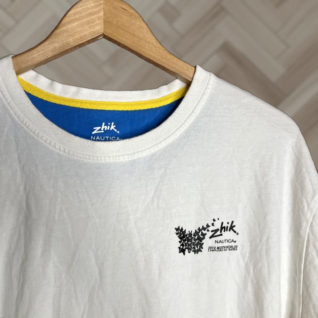Nautica Mens Zhik Nautica Polo Shirt 2XL White Cotton Striped Sailing Logo Patch Size US XXL / EU 58 / 5 - 1 Thumbnail